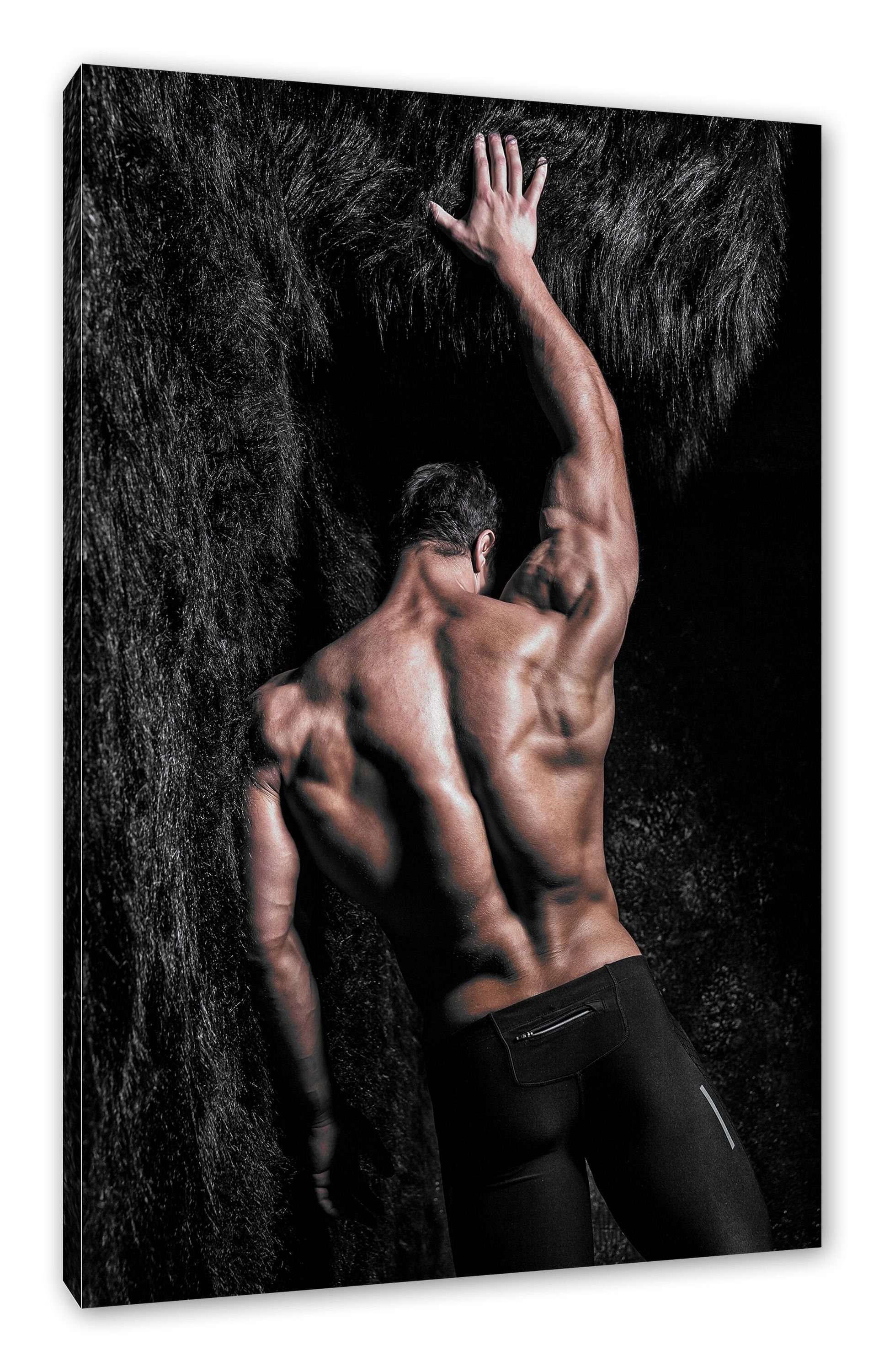(1 Leinwandbild inkl. sexy St), Leinwandbild Muskulöser fertig bespannt, Pixxprint Muskulöser Mann, Mann Zackenaufhänger sexy