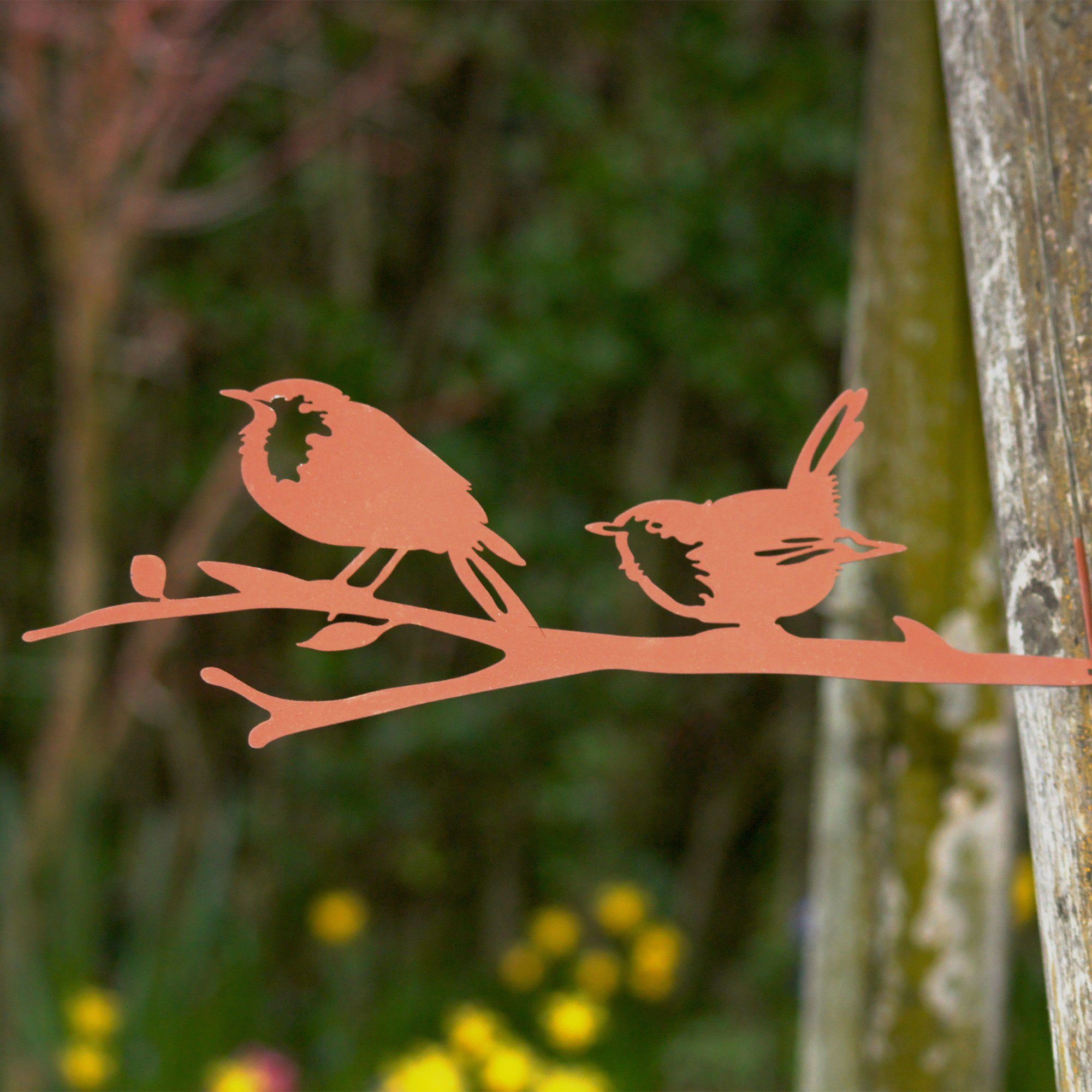 UNUS GARDEN Dekofigur Baumstecker Rost Vögel auf einem (1 zwei St) Ast