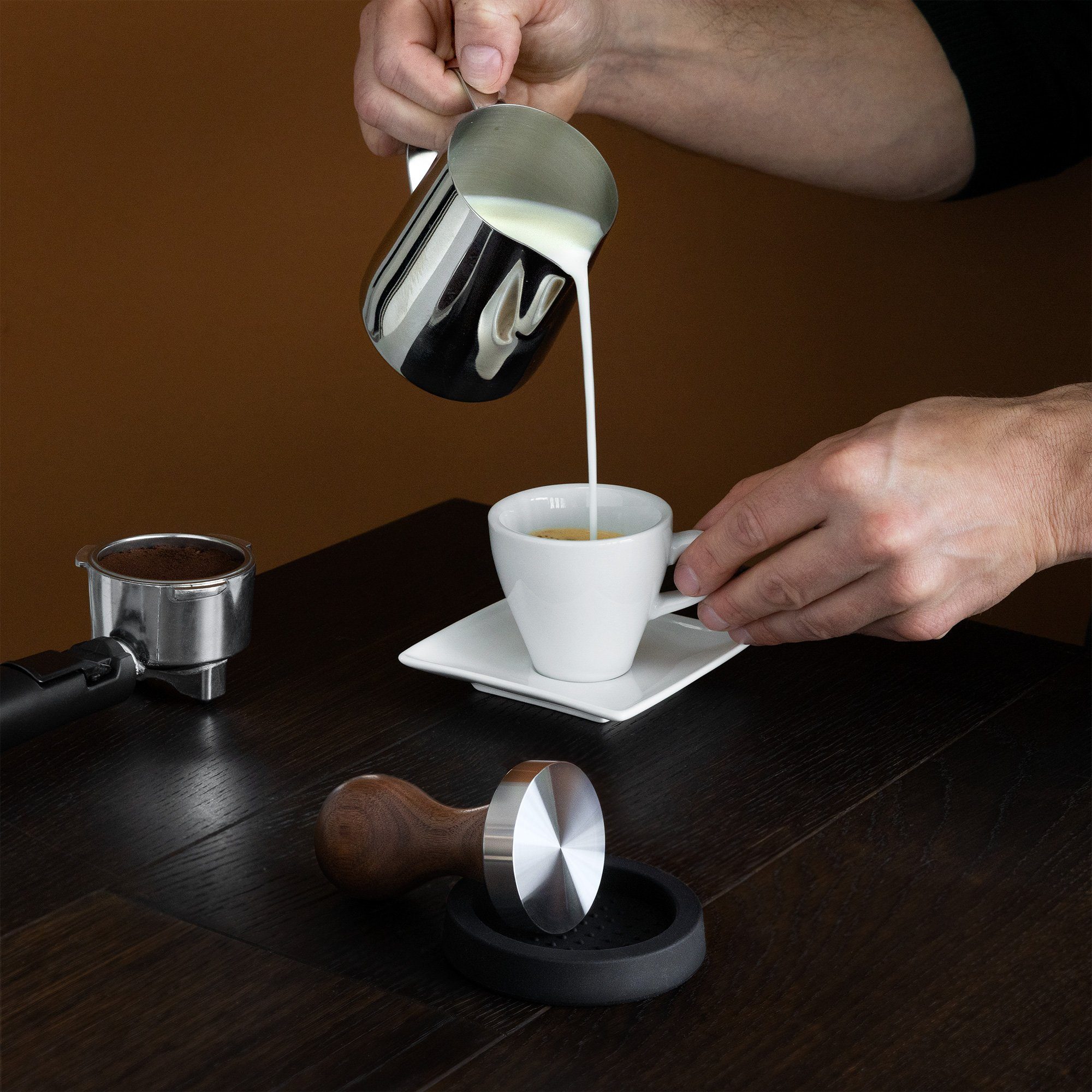 Navaris Druckbrüh-Kaffeemaschine Espresso 51mm Stampfer - für aus Stempel Tamper Edelstahl Kaffee