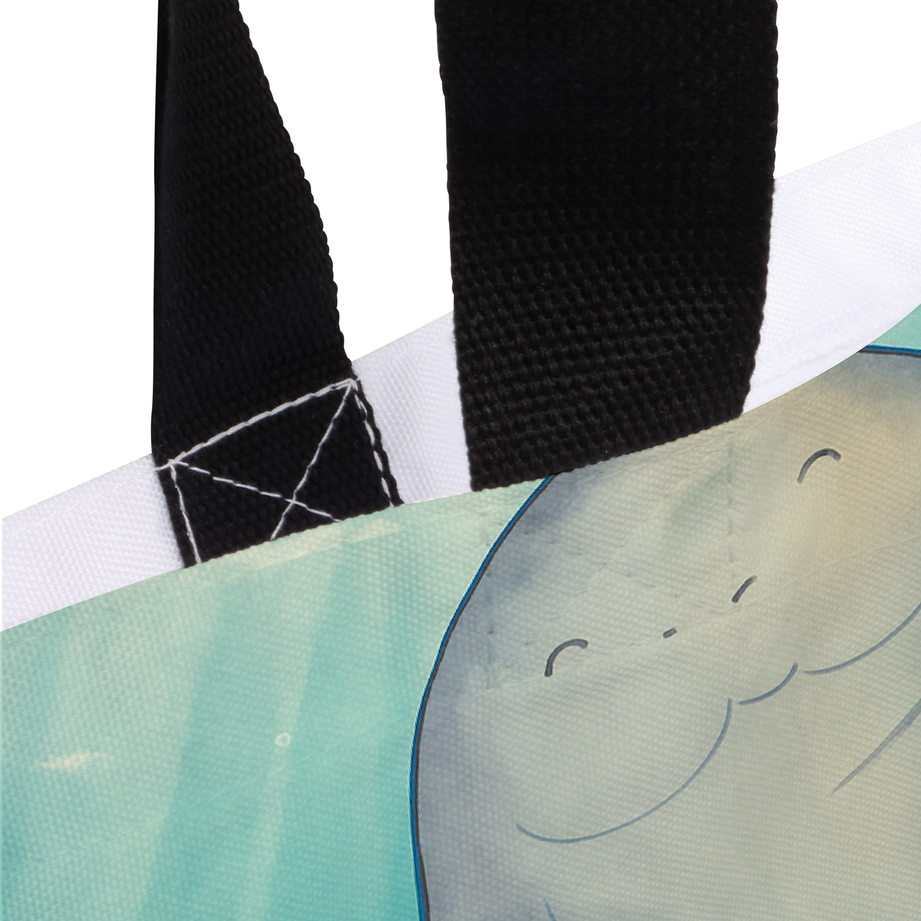 Mr. & Mrs. Panda Shopper Seekuh Happy Design, Beutel, Weiß, Zufrieden, Freundin, Schultasche, (Packung), Urlaubstasche City-Shopper Büchertasche