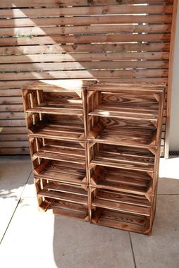 Teramico Holzkiste Holzkisten 40x30x25cm 3er Set mit Regal, Aufbewahrungsbox