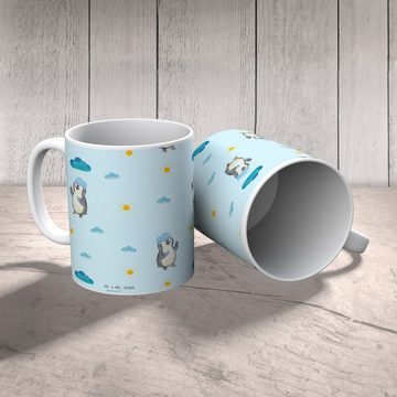 Mr. & Mrs. Panda Tasse Pinguin Duschen - Blau - Geschenk, Neustart, Keramiktasse, Büro Tasse, Keramik, Herzberührende Designs