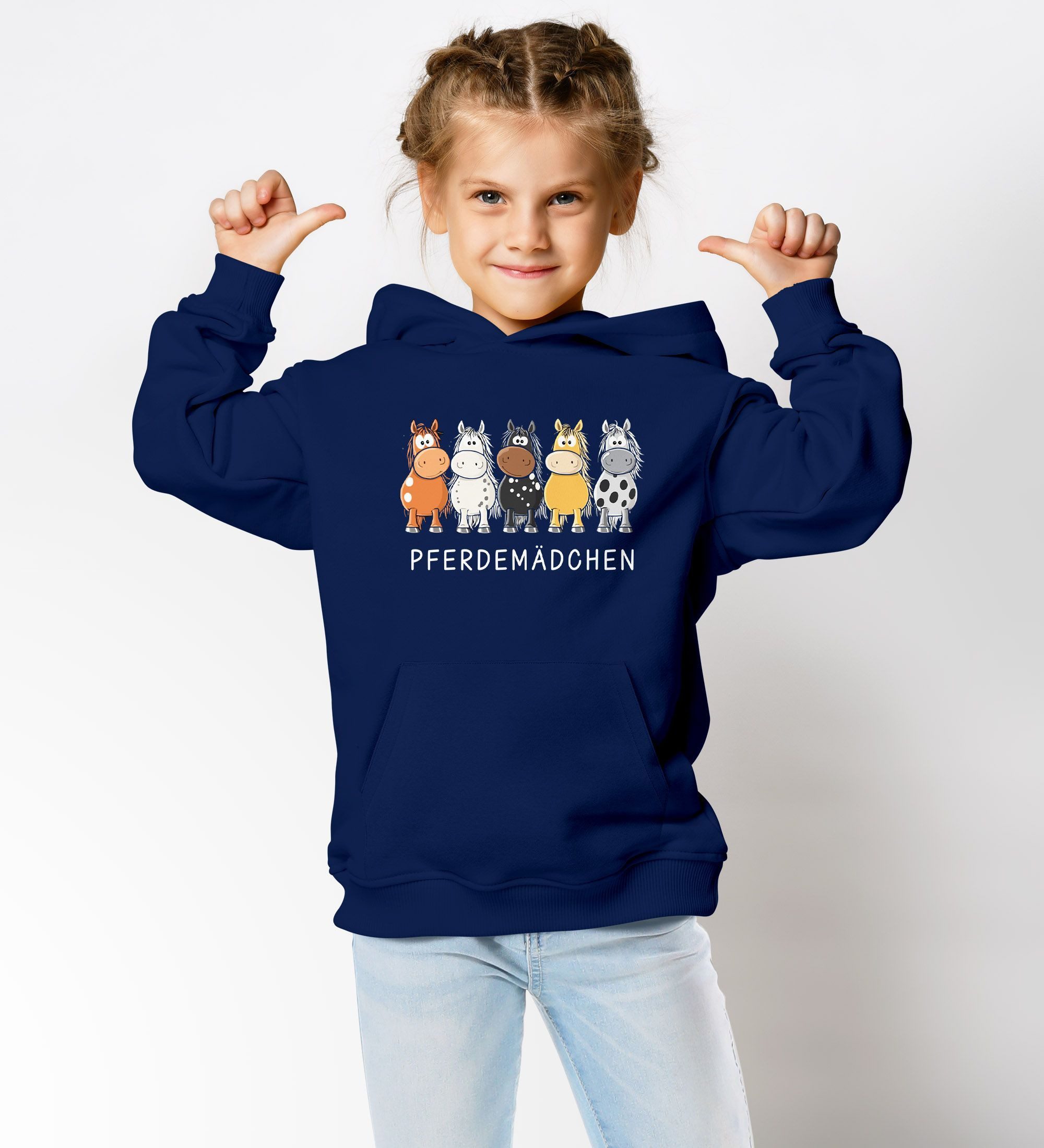 MoonWorks Hoodie Kinder Hoodie Mädchen Pferde Schriftzug Pferdemädchen Geschenk für
