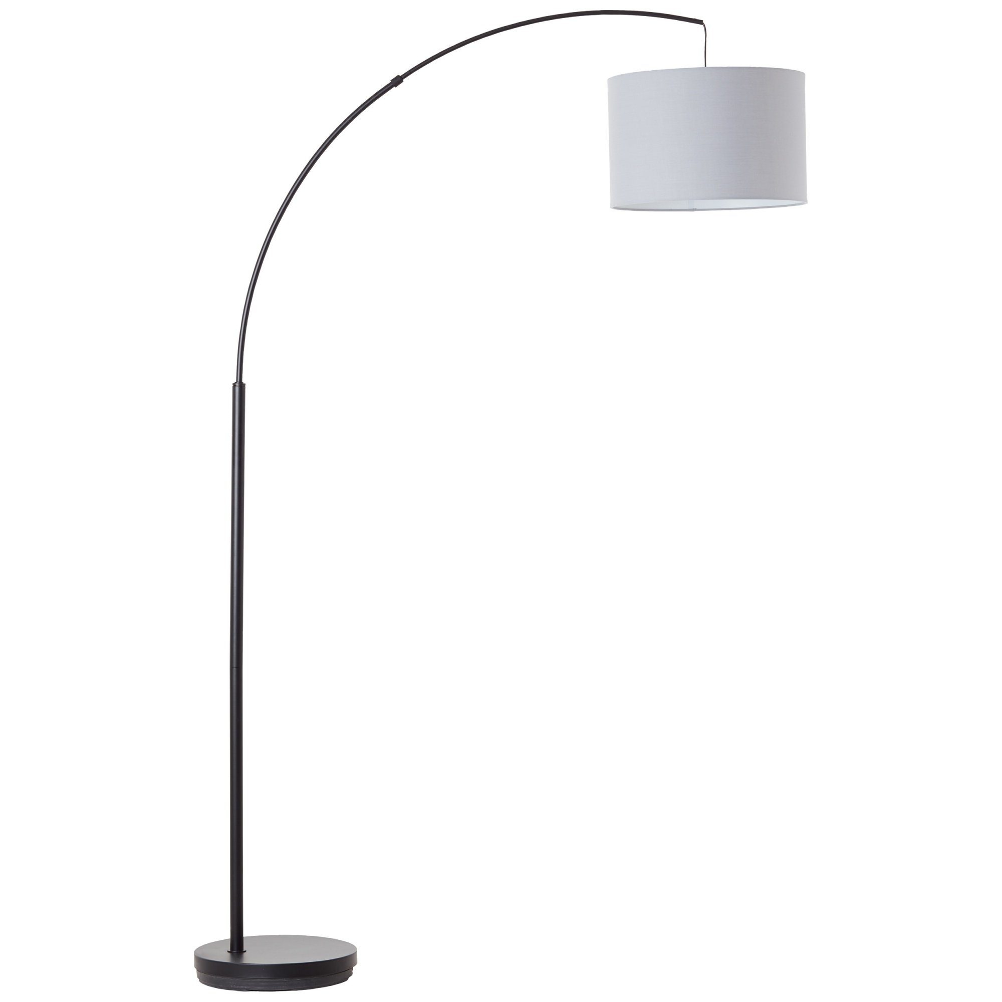 Lightbox Stehlampe, ohne Leuchtmittel, 113cm, Bogenlampe, 180 x schwarz/grau Stoffschirm, E27, Metall/Textil