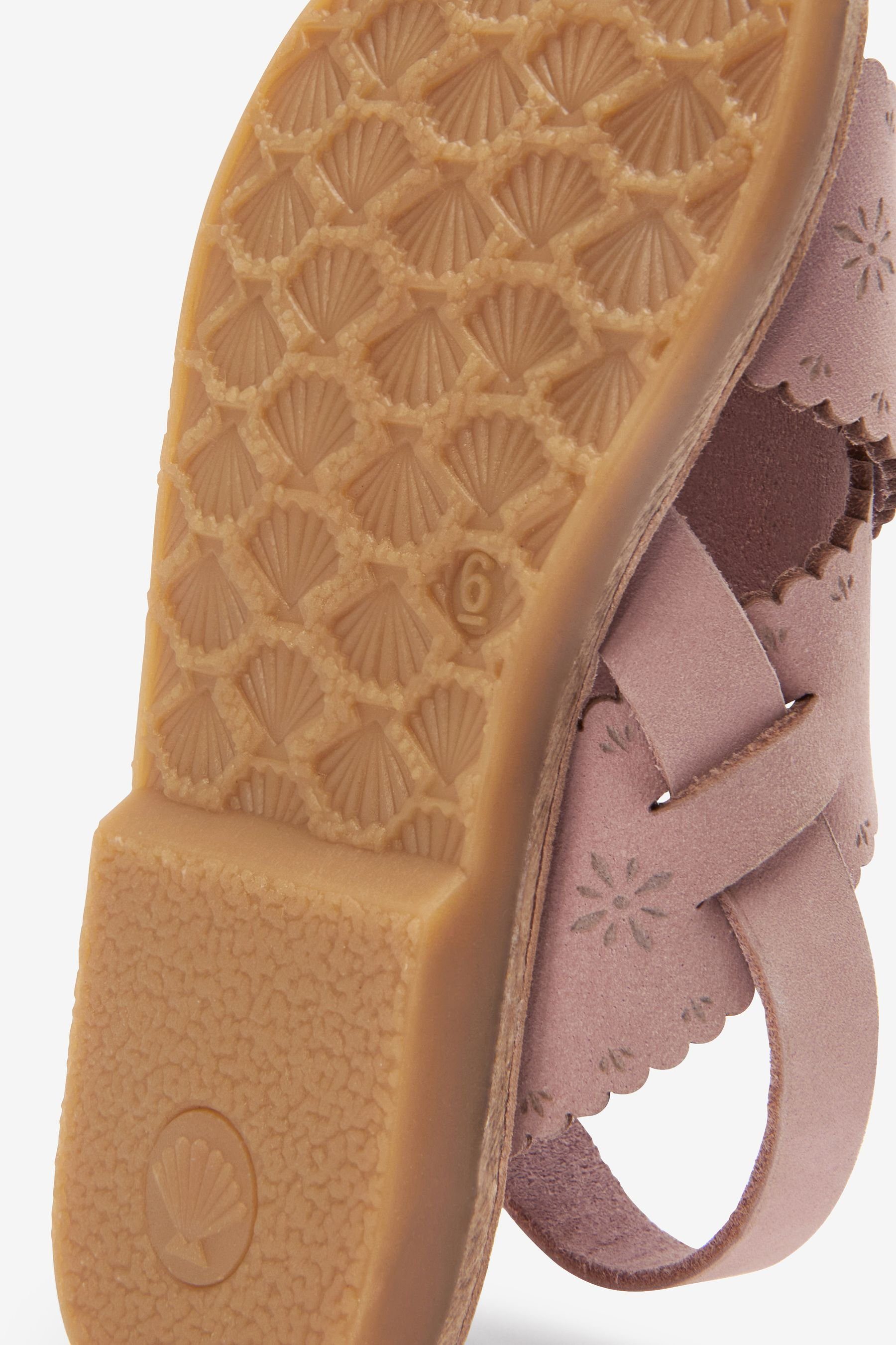 Sandale mit Riemchen überkreuzten Pink Next (1-tlg) Leather Sandale