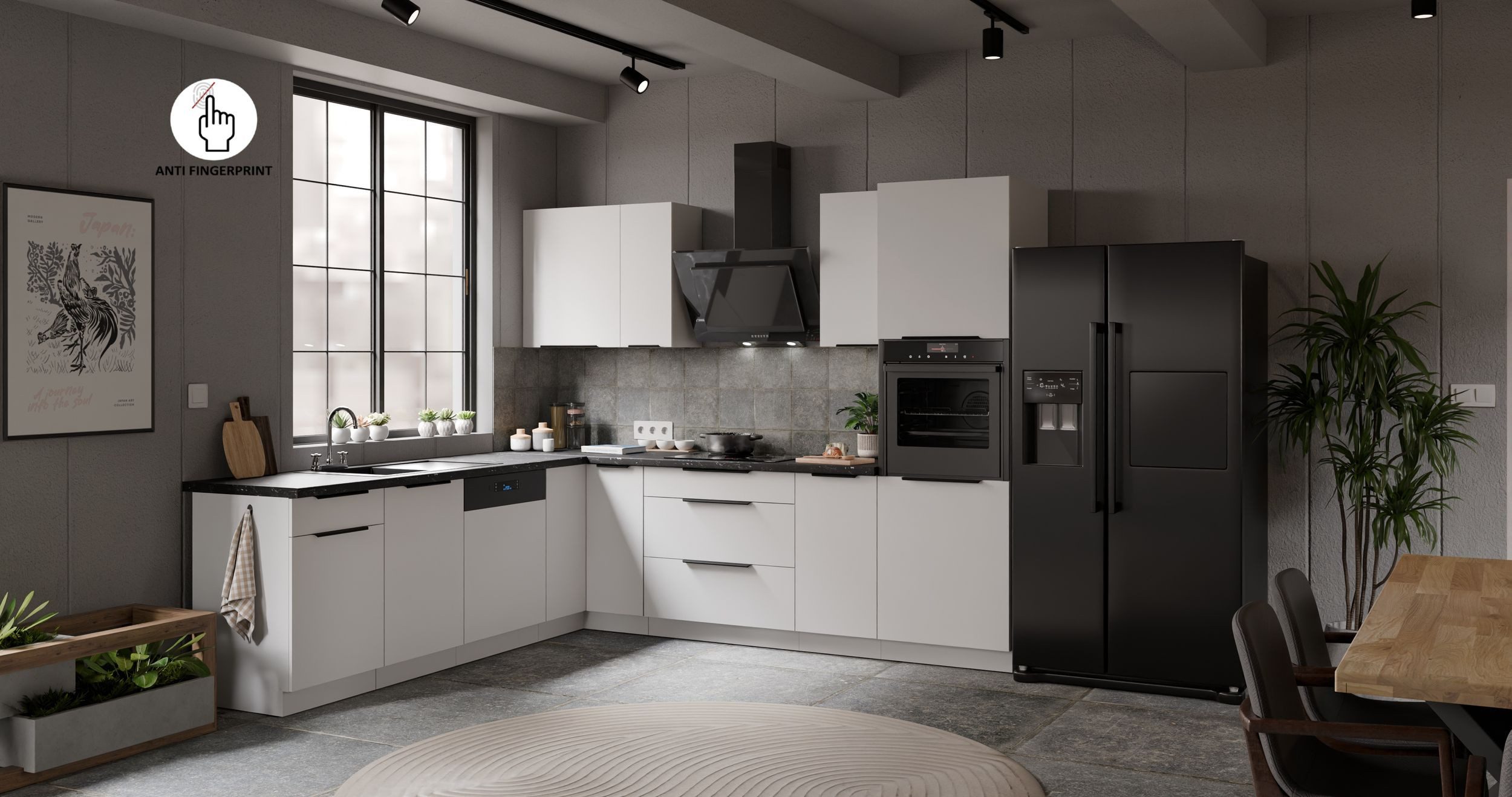 Winkelküche ARIA K-WH ECKE 2 Anti Fingerprint Küche Küchenzeile Eckküche