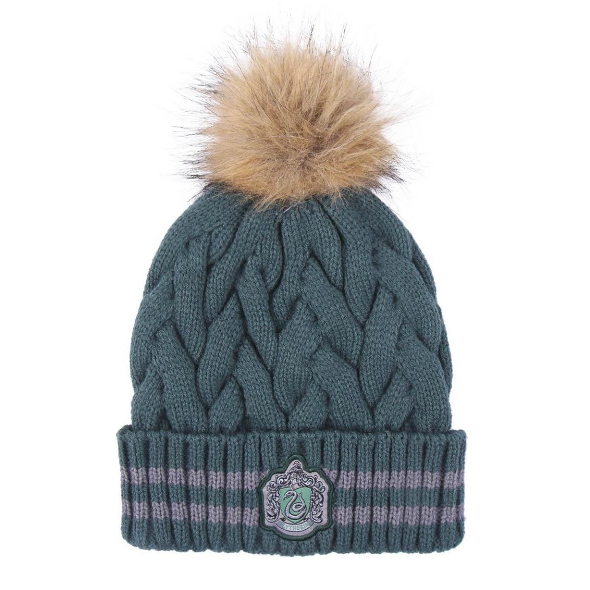 Bommelmütze Harry Potter Slytherin Strickmütze mit Bommel – warme Wintermütze