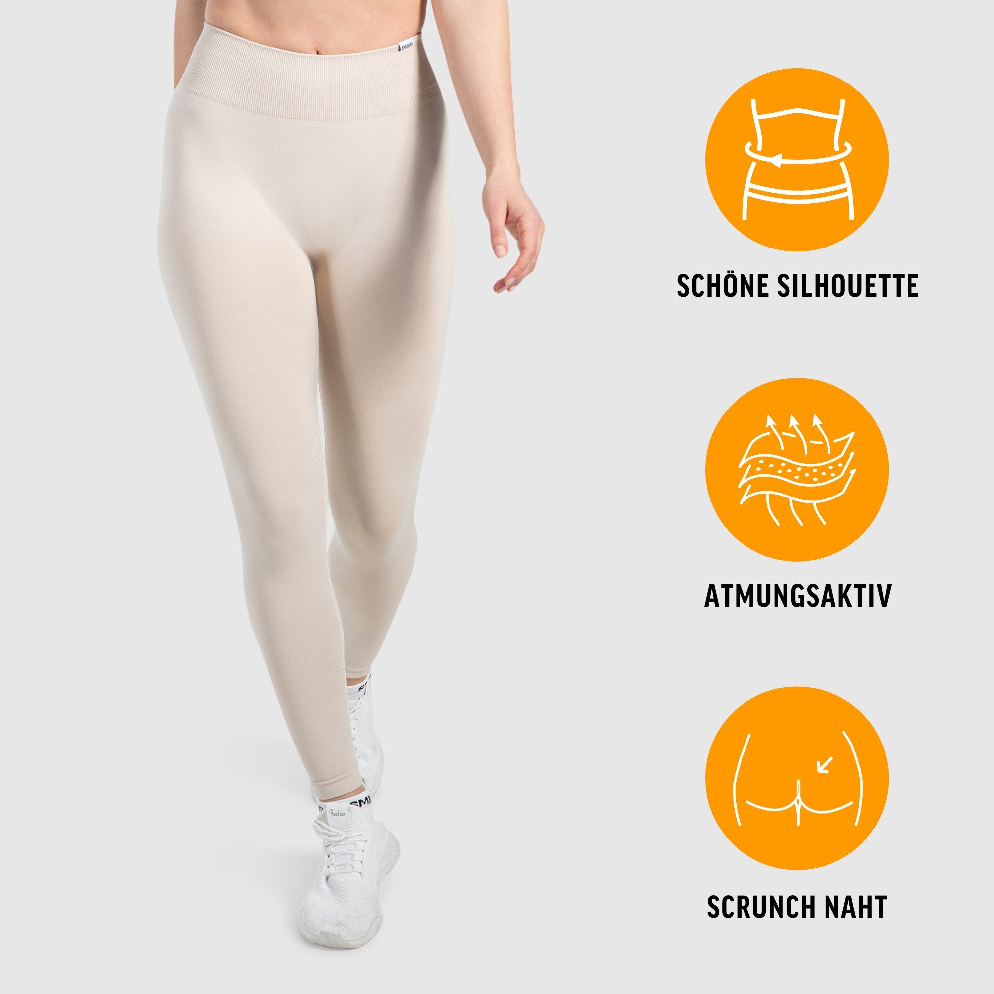 Smilodox Leggings Slayton Scrunch, Seamless Push-Up Sporthose High Waist V-Shape Bund Invisible Scrunch Blickdicht Yogahose, Fitness Gym Yoga Alltag