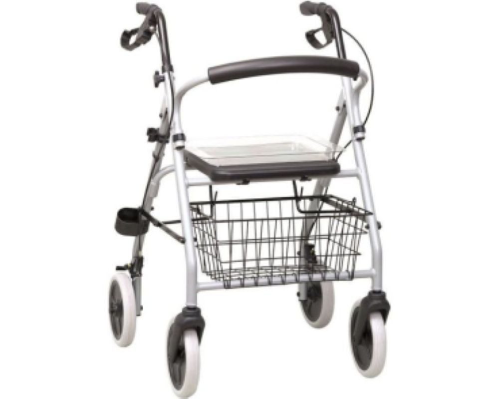 RUSSKA Rollator Russka Leichtgewicht Rollator ALUMINIUM Komplettset, Komplettset, Gehhilfe, zusammen klappbar, Reflektoren, PU-Bereifung
