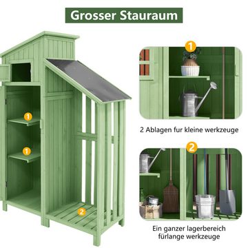 BOTC Gartenhaus Gerätehaus Gartenschrank Geräteschuppen Geräteschrank, BxT: 124x46 cm, auch für kleine Gärten geeignet,Grün, (Holzhütte, 1 St., Gartenhaus)