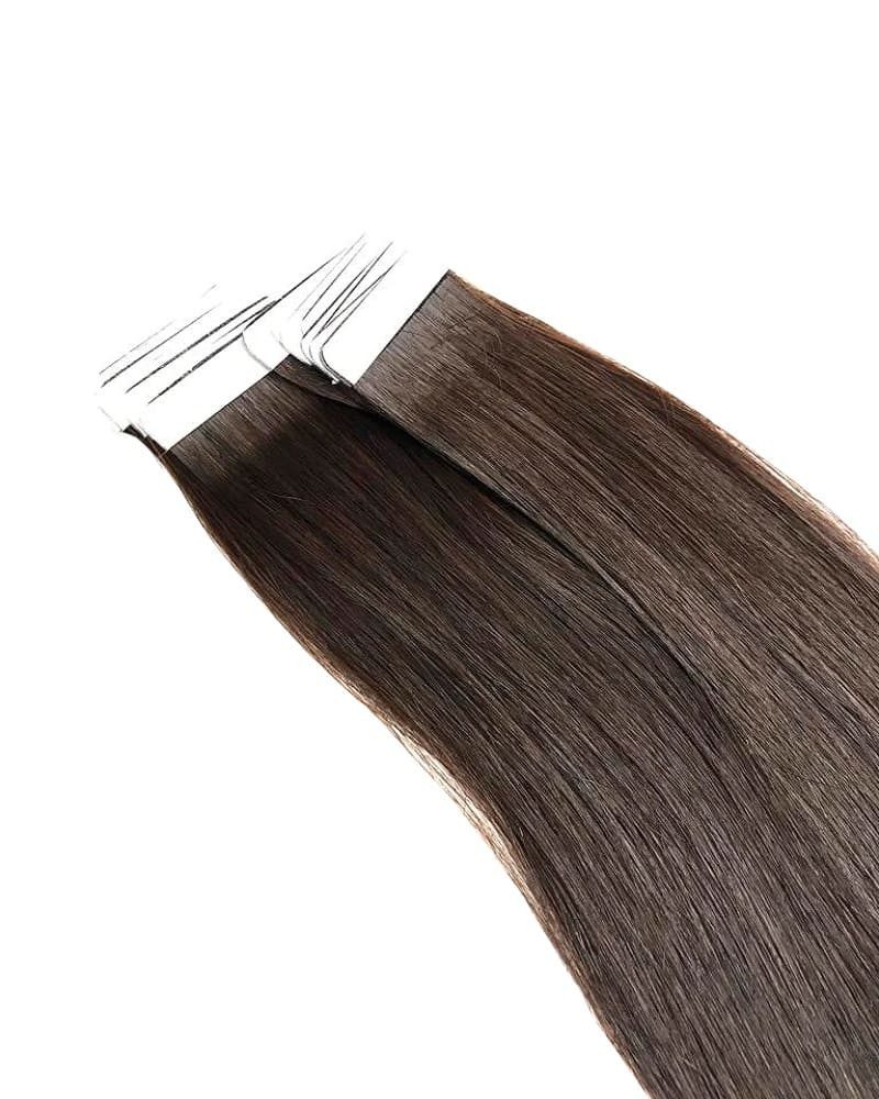 Haarwelten Deluxe Hair Extensions Echthaar-Extension Tape in Hair Echthaartapes, chocolate brown, Remy Haar für Haarextensi, 100% Echthaartresse für Extensions als Tape