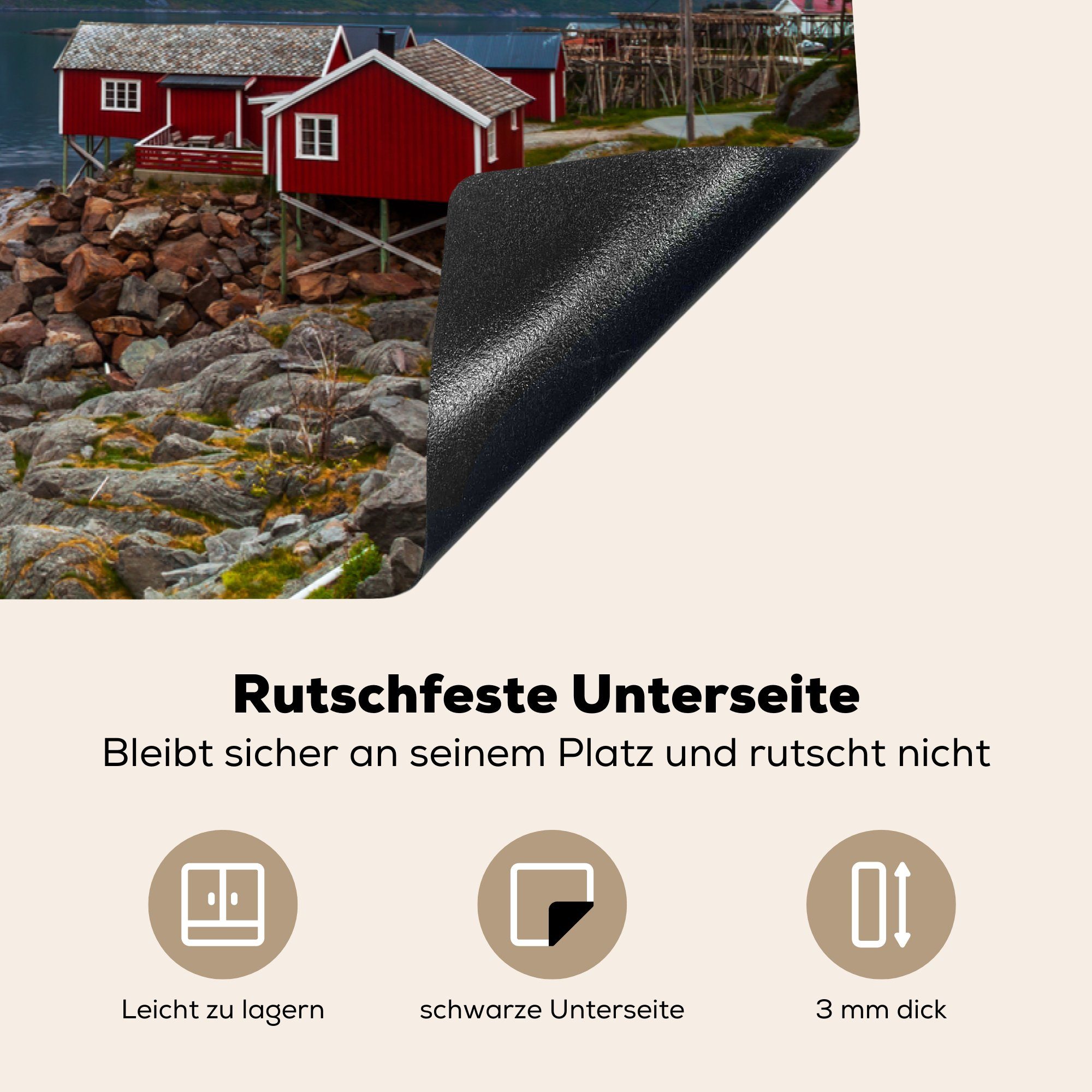 81x52 MuchoWow (1 Schutz für See, die Vinyl, Herdblende-/Abdeckplatte Induktionskochfeld Haus am skandinavisches Ceranfeldabdeckung küche, cm, tlg), Buntes