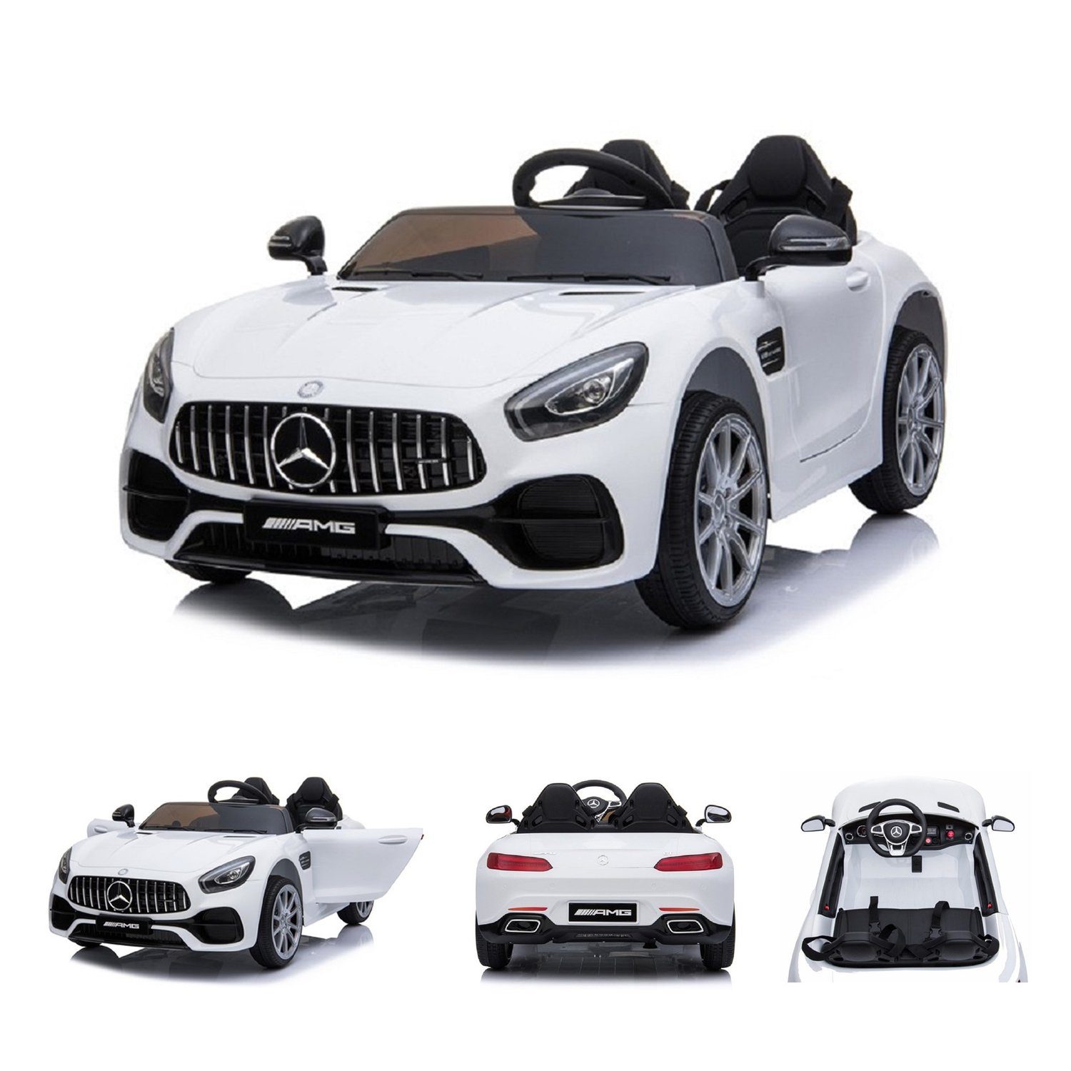 ES-Toys Elektro-Kinderauto Kinder Elektroauto Zweisitzer, Belastbarkeit 50 kg, Mercedes AMG GT EVA-Reifen, Stoßdämpfer