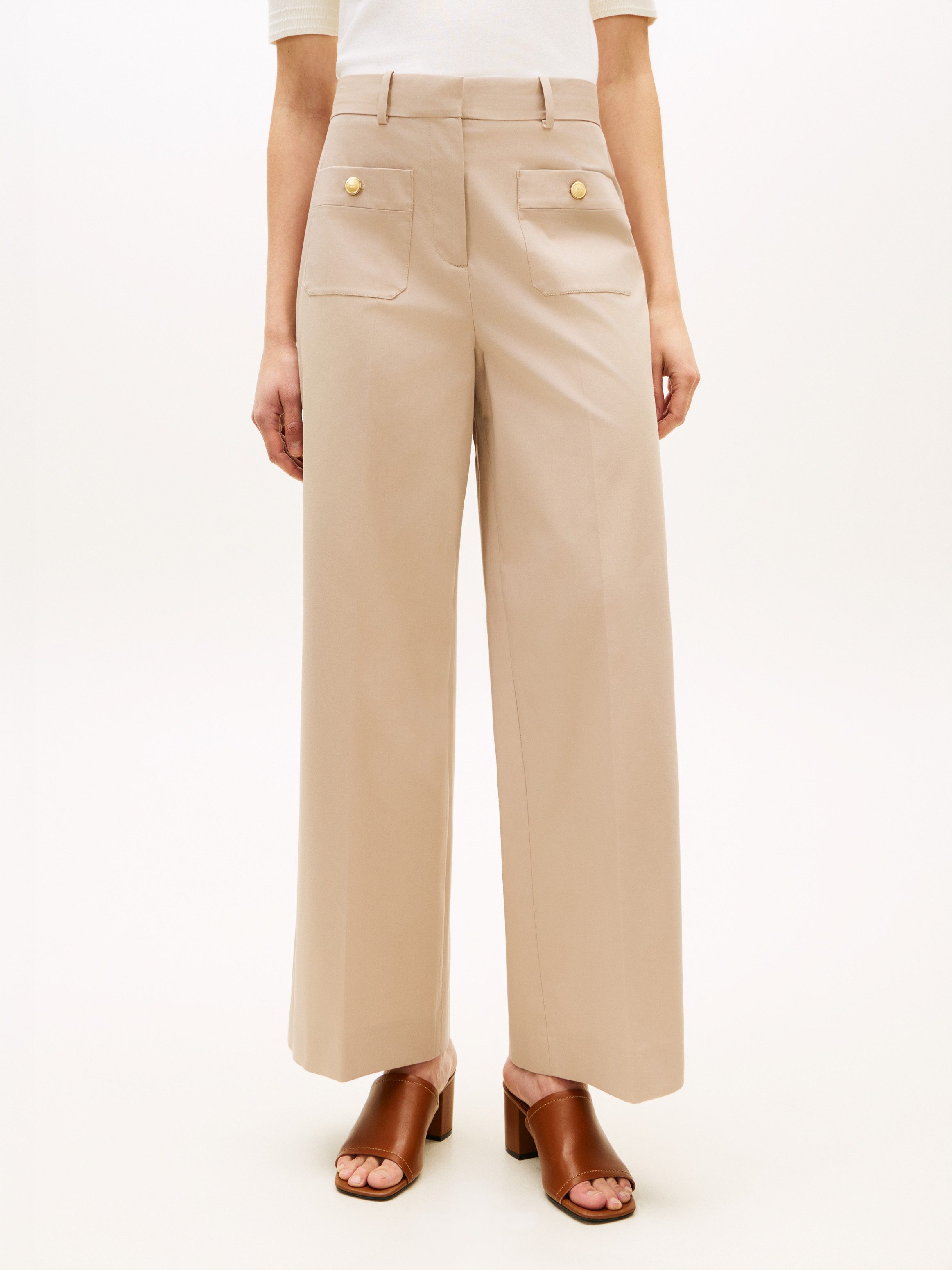 Tommy Hilfiger Chinohose PREPPY COTTON WIDE LEG CHINO mit Bügelfalten, Mid Rise