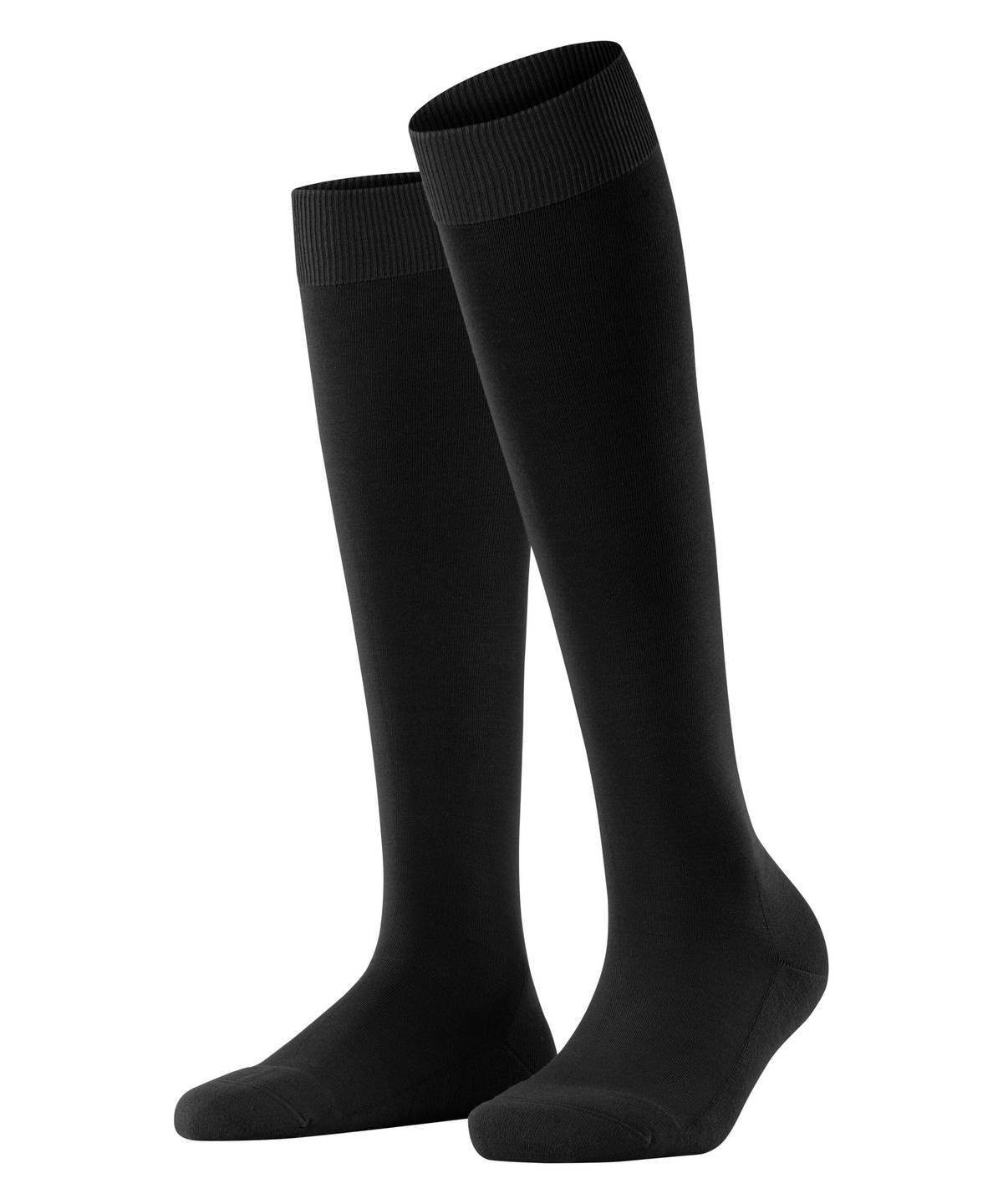 FALKE Kniestrümpfe Damen Kniestrumpf - ClimaWool, lange Socken Schwarz