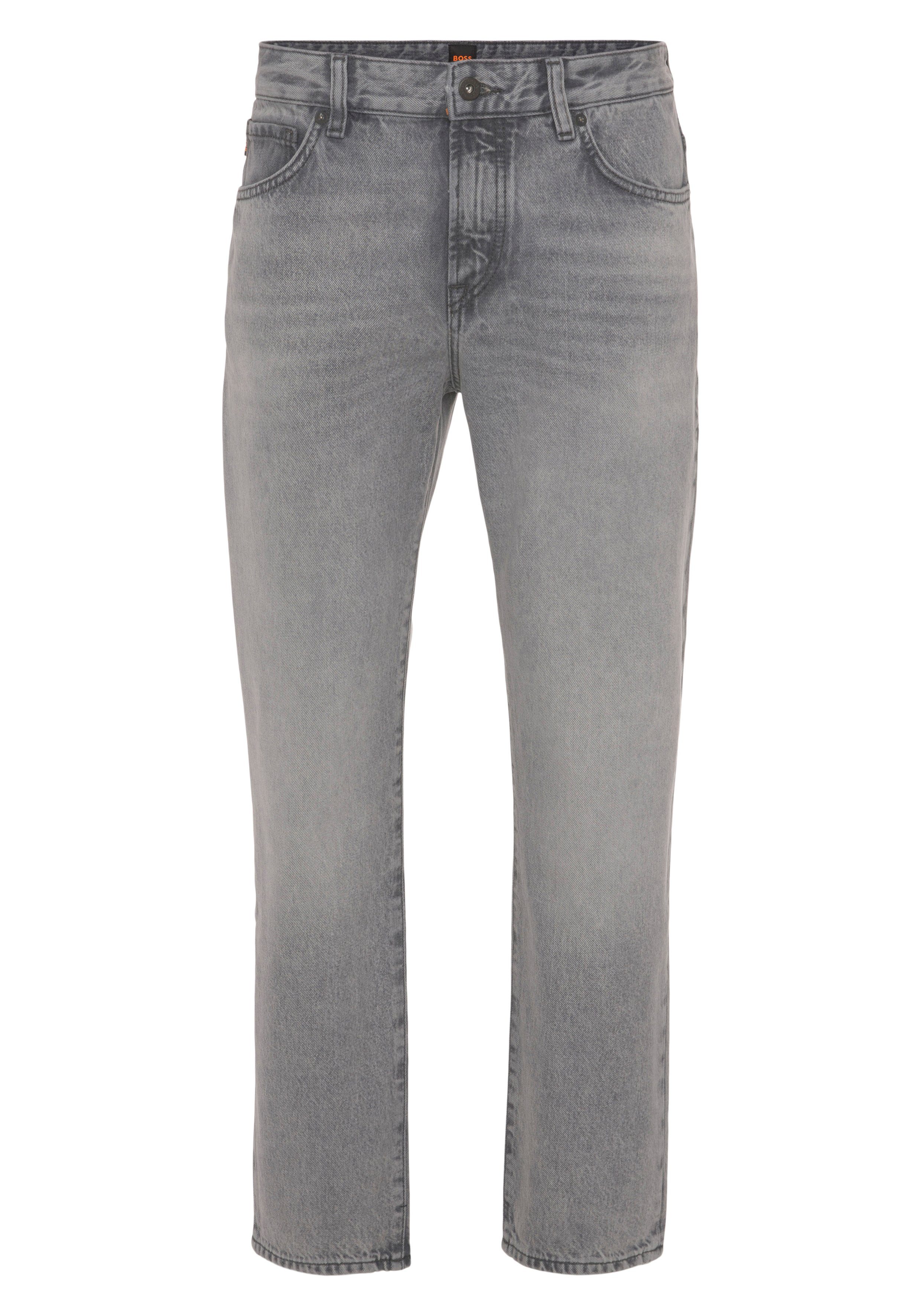 BOSS ORANGE Gerade Jeans mit Leder-Badge pastellgrau3