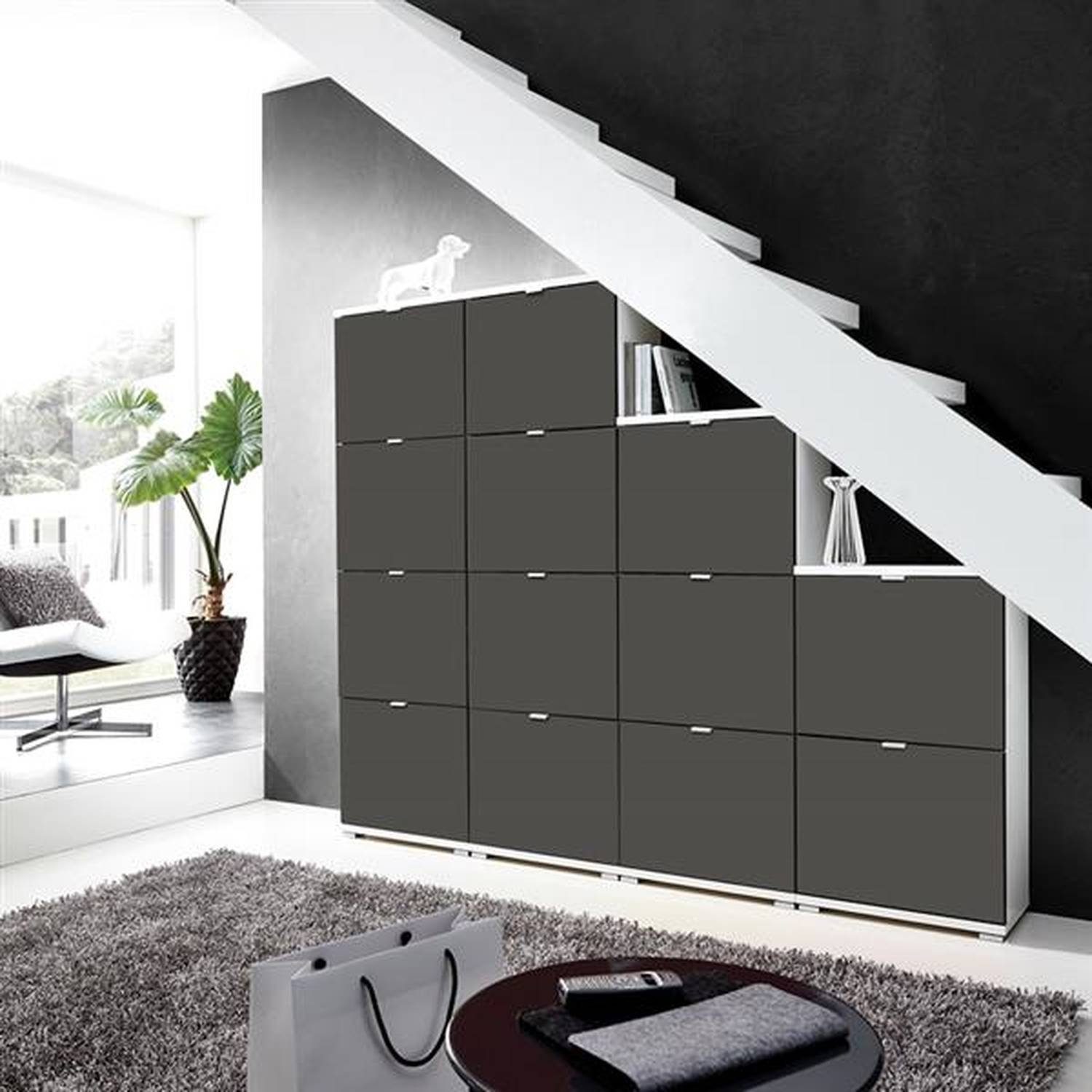 Lomadox Schuhschrank »DETROIT-01« XL in matt basalt, für 52 Paar Schuhe