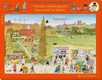 Gerstenberg Verlag Puzzle Wimmel-Rahmenpuzzle Herbst Motiv Bauernhof, Puzzleteile