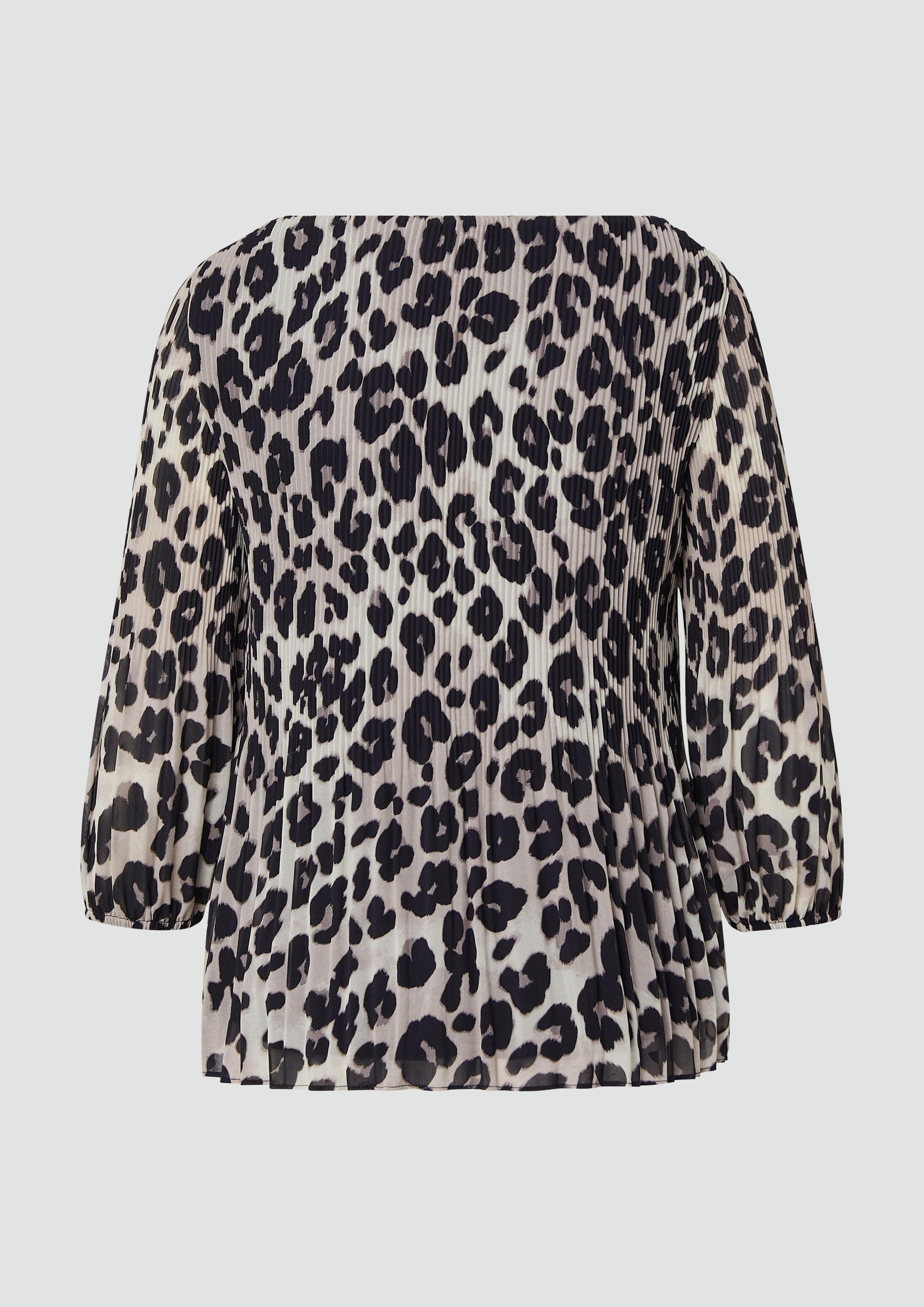 s.Oliver Langarmbluse Bluse Plissierte Bluse mit All-over-Print