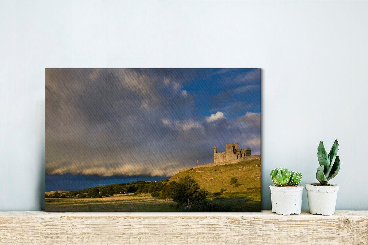 OneMillionCanvasses® Leinwandbild Rock of großen Wanddeko, Leinwandbilder, Abend Wolken, Cashel Wandbild 30x20 Irland (1 am St), in Aufhängefertig, cm mit