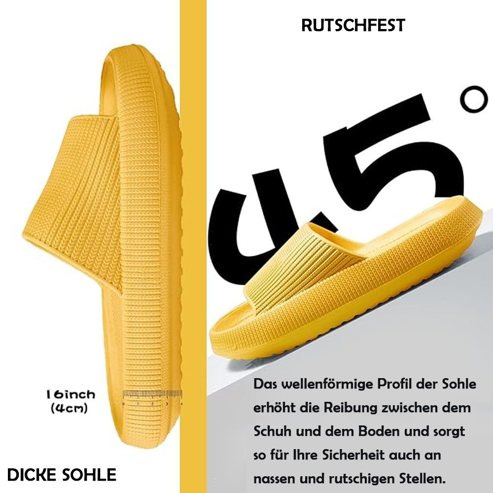 HoyoLee Hausschuhe EVA Superweich Rutschfest Badeschuhe Schlappen Damen Gelb Hüttenschuhe Badeschuhe Herren Damen Slipper Schlappen Wolke rutschfeste Flip Flops
