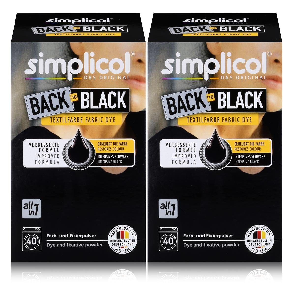 Textilfarbe Simplicol Textilfarbe Back to Black 400g - Erneuert die Farbe (2er Pac