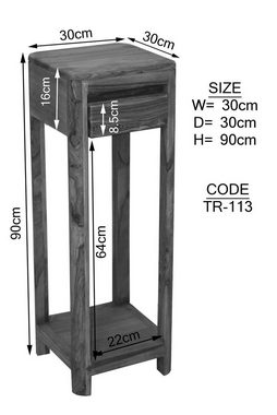 Massivmoebel24 Beistelltisch TORONTO (30x30x90 Sheesham / Akazie montiert)