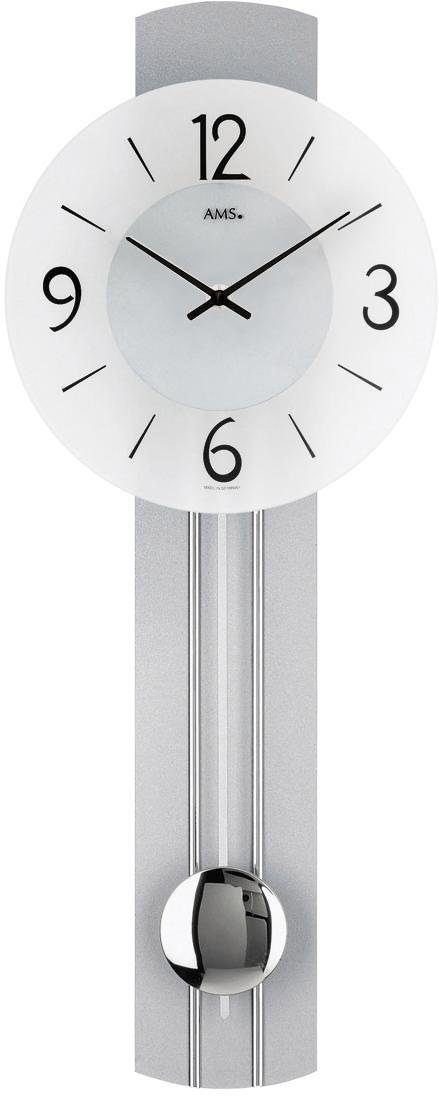 AMS Pendelwanduhr W7275 (Quarzuhr,Holzgehäuse,Esszimmer,Wohnzimmer,Made in Germany)