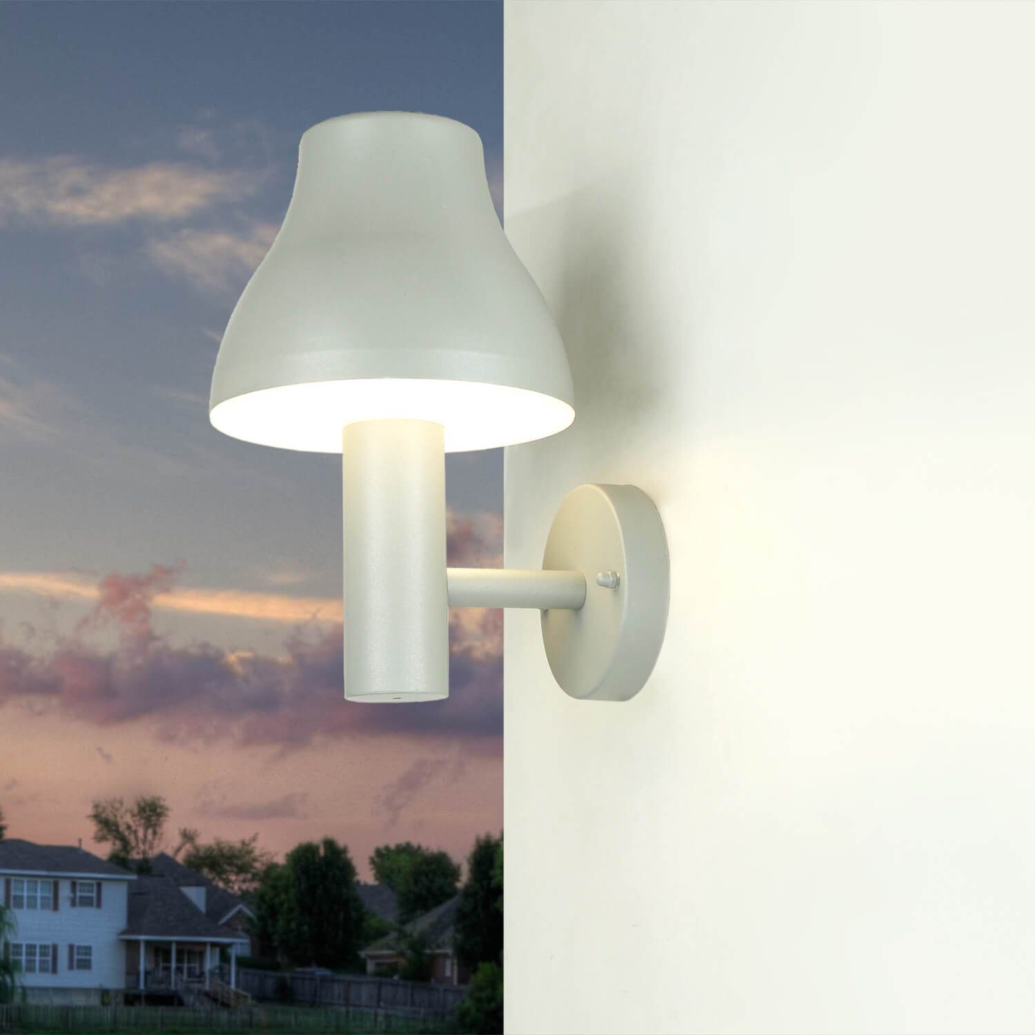 Licht-Erlebnisse Außen-Wandleuchte SOFIA, LED fest integriert, Warmweiß, LED Außenlampe Wand Haus Hof IP44 Silber 3000 K 680 lm Aluminium