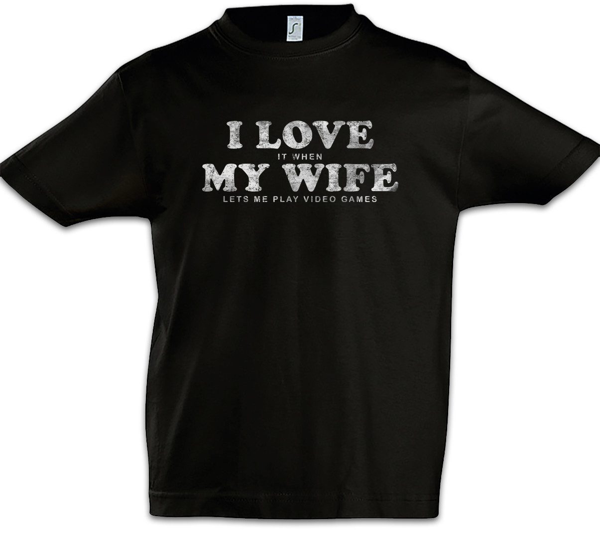Print-Shirt I Love My Wife Kinder T-Shirt Gamer Games Gaming Video PC RPG Roleplay