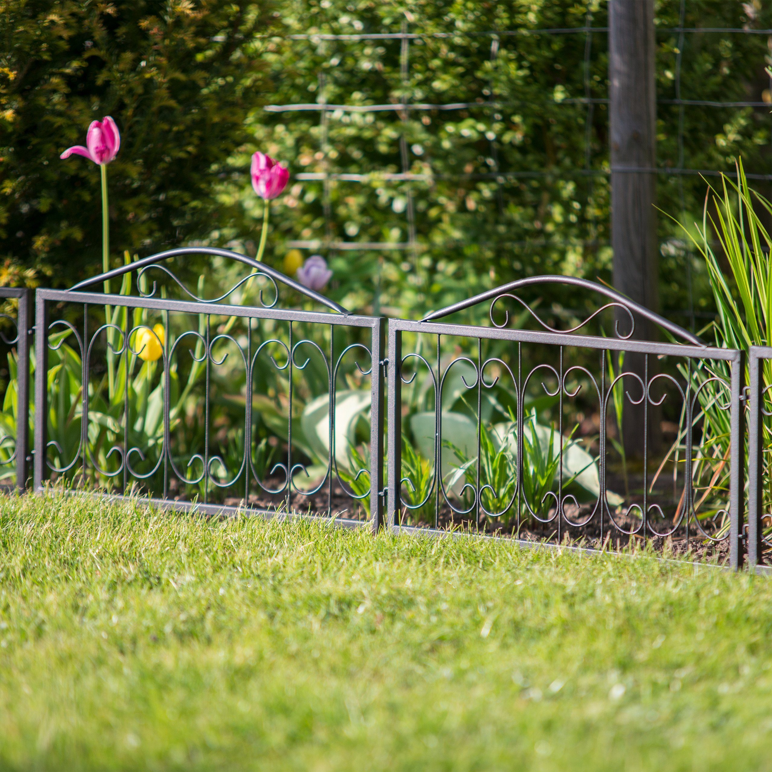 relaxdays Beetbegrenzung 16x Beetzaun Metall GOTH, A günstig online kaufen