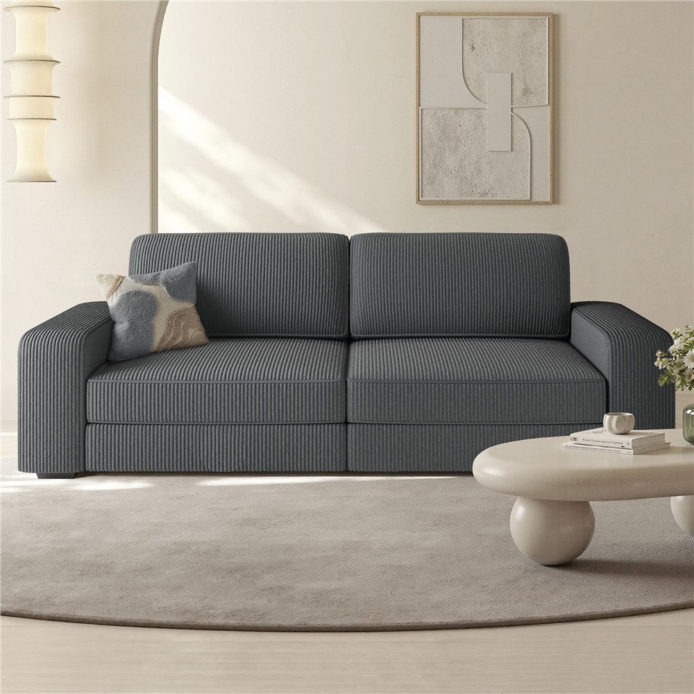 Yaheetech Schlafsofa Zweisitzer-Sofa Polstersofa aus Cordstoff, Breite Sitzfläche für Wohnzimmer/Schlafzimmer/Spielzimmer
