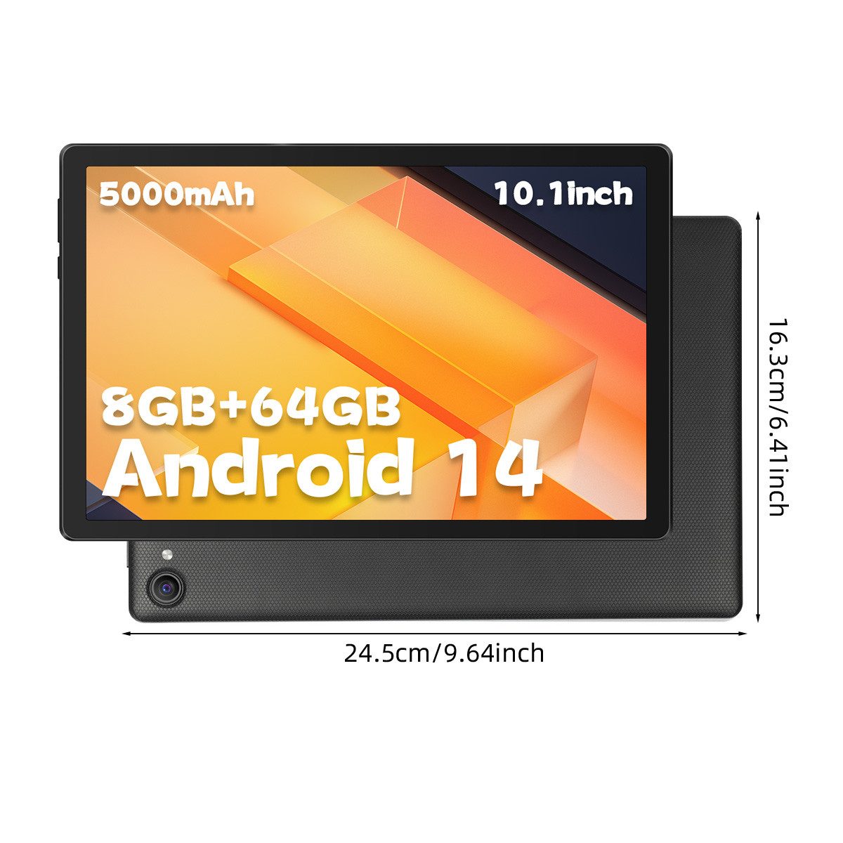 BUFO 10 Zoll 1280x800 HD 5000mAh WiFi 6 mit Tastatur, Maus und Stylus Tablet (10.1", 64 GB, Android 14, 5G WiFi, Android 14 mit Tastatur Set, KI-Unterstützung, 8GB+64GB)