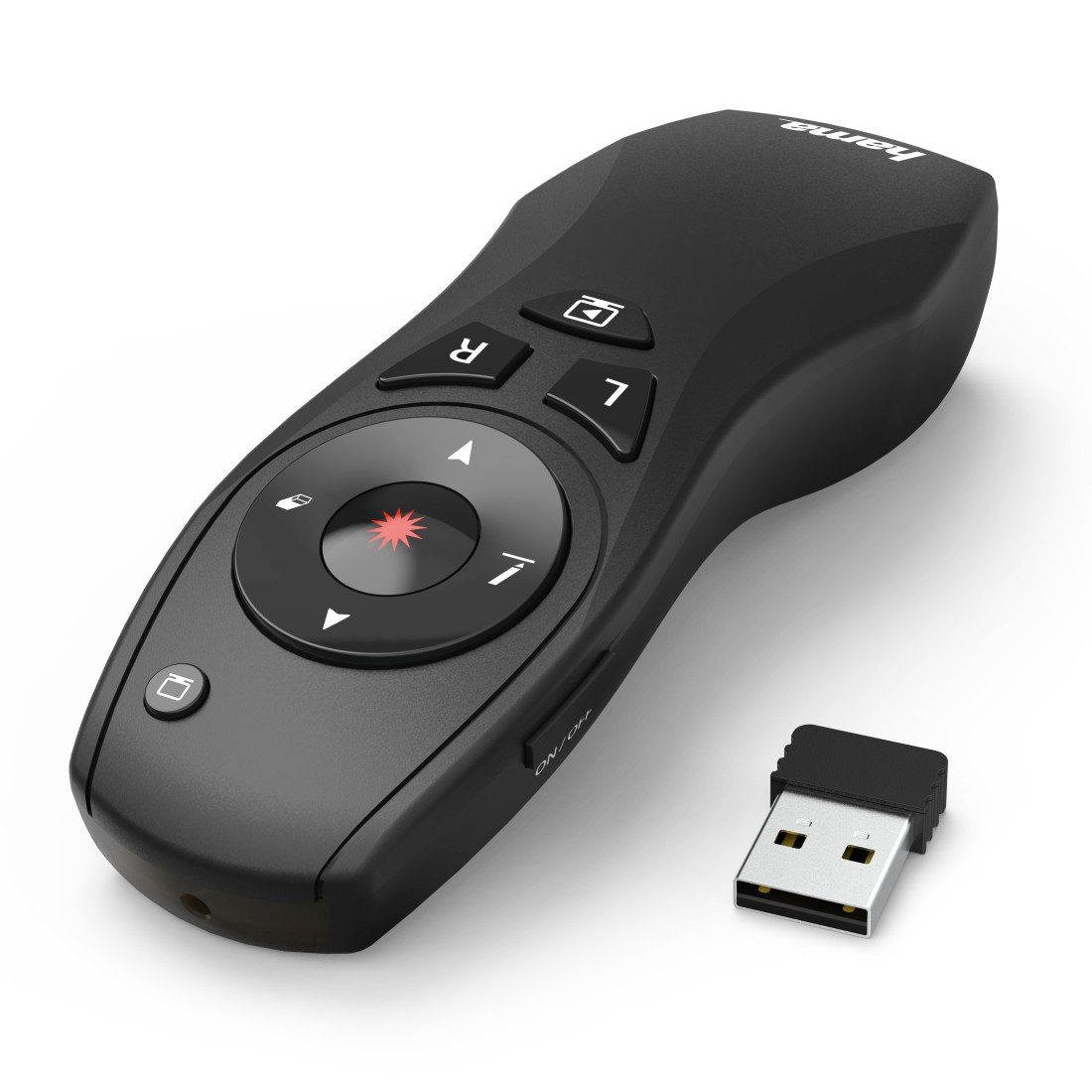 Hama Wireless-Laser Presenter 6in1, 15 m Reichweite, Laserpointer Fernbedienung (Air-Maus-Funktion, Batteriebetrieb, Smart-Link, Digital Ink)