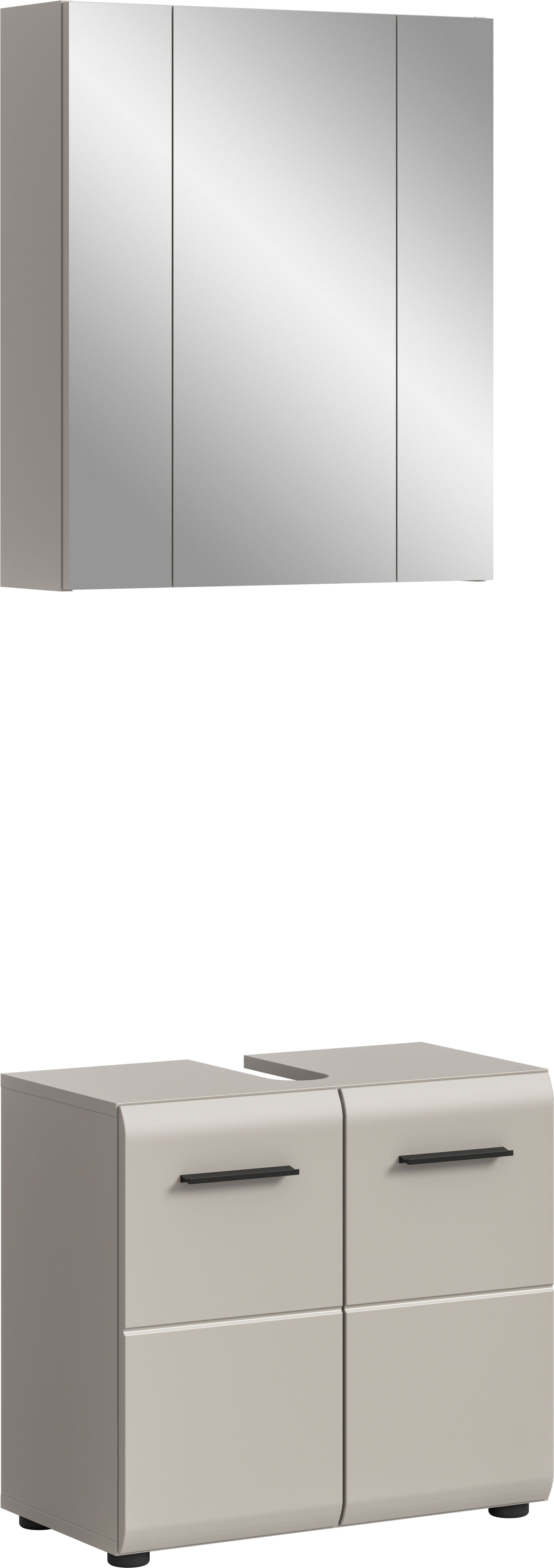 welltime Badmöbel-Set FLORENZ, 2-teilige Badkombination, hochwertige MDF-Front, (Set, 2-St., bestehend aus: 1 Waschbeckenunterschrank, 1 Spiegelschrank), Bad-Kombination, Bad-Möbel, Badezimmer, Kombination, Kombi