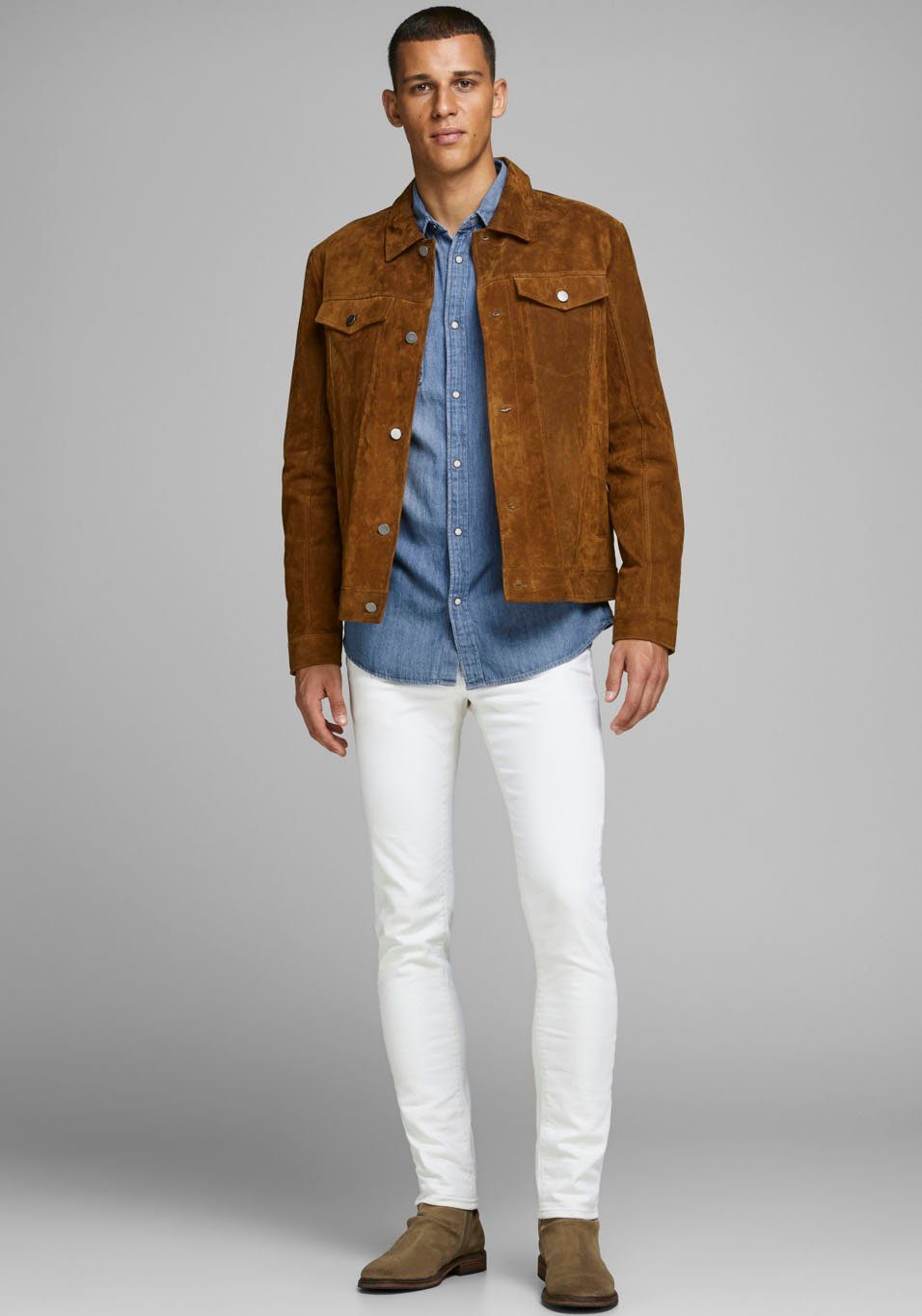 Jack & Jones Jeanshemd JJESHERIDAN im Workwear-Stil mit robuster Baumwollqualität unifarben, modisch, slim fit, Baumwolle, Hemdkragen – Bild 3 von 5