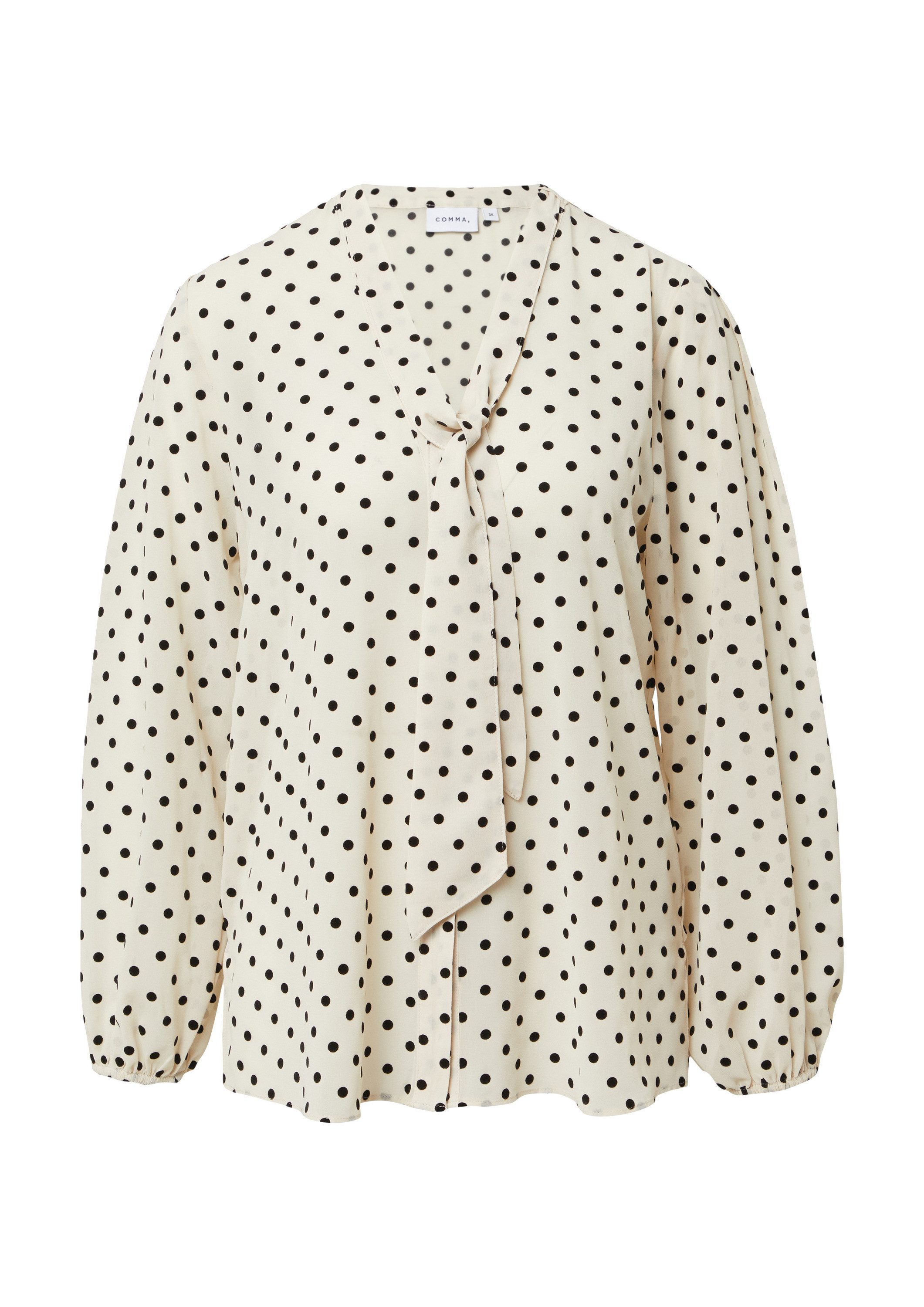 comma Langarmbluse Bluse Semitransparente Chiffonbluse mit Polka Dots und a günstig online kaufen