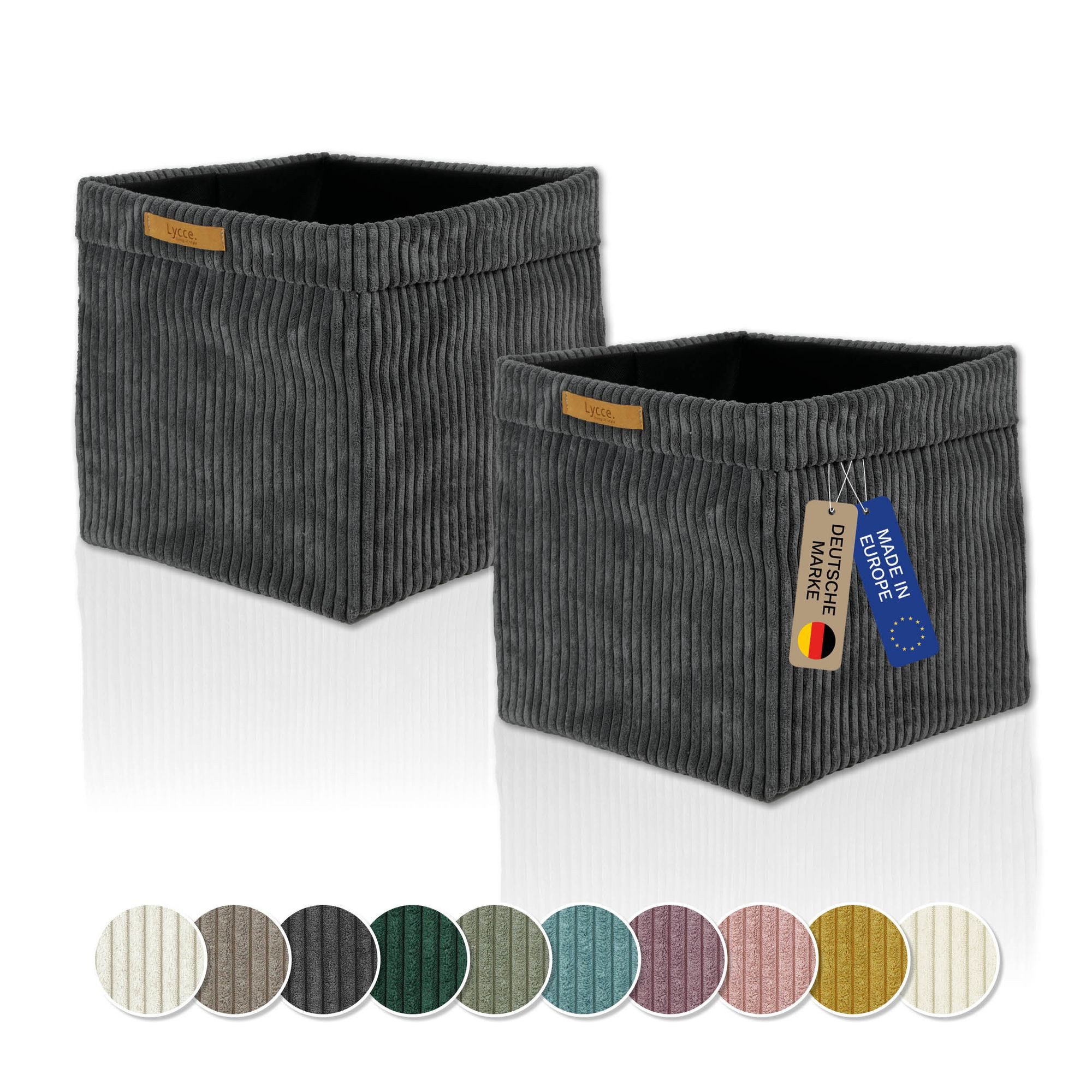 Lycce Regalkorb Kallax Boxen Cord 2er Set grau, Aufbewahrungsbox faltbar 33x33x31cm (2 St)