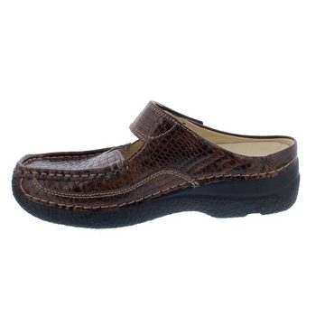 WOLKY Roll Slipper, Clog, Mini Croco leather, W-Cognac, 0622767-431 Clog