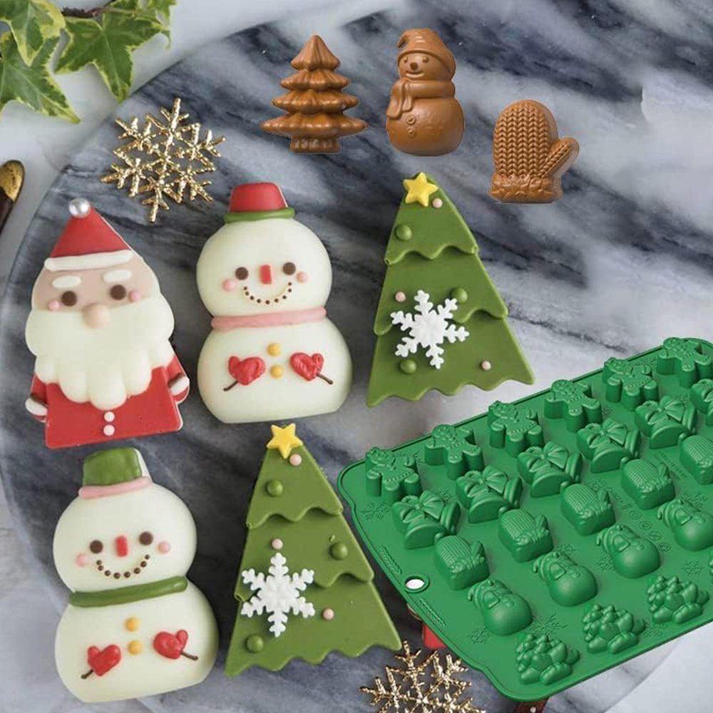 NUODWELL Schokoladenform Weihnachten Schokoladenformen Pralinenform Grün für Gelee Süßigkeiten, zum