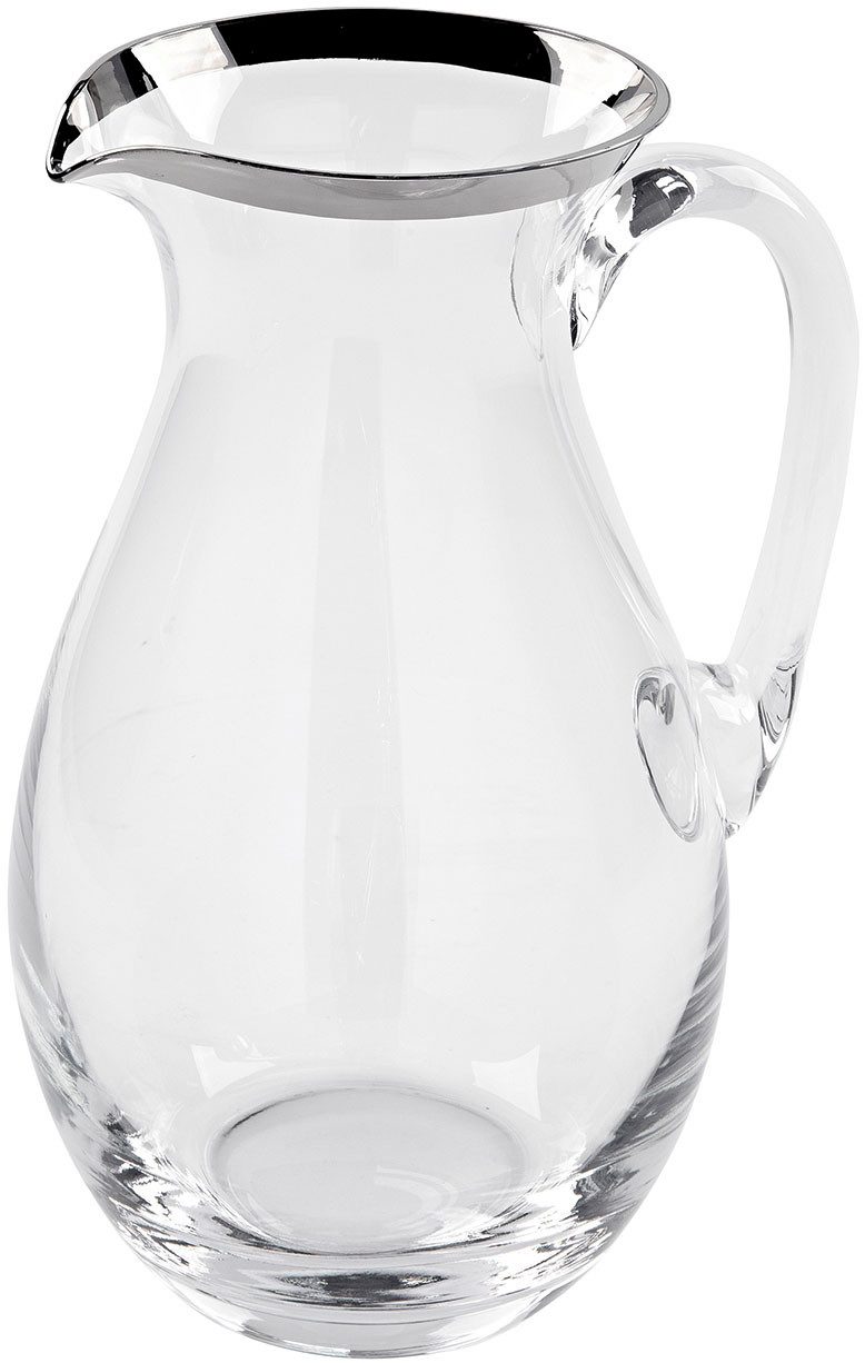 Fink Karaffe PLATINUM, Glaskrug, Höhe ca. 25 cm, (1-tlg), Wasserkrug aus Glas mit Platinumrand, Fassungsvermögen ca. 1,9 Liter