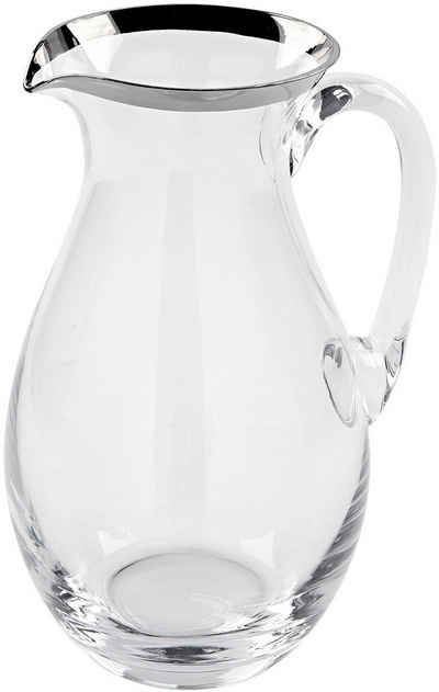 Fink Karaffe PLATINUM, Glaskrug, Höhe ca. 25 cm, (1-tlg), Wasserkrug aus Glas mit Platinumrand, Fassungsvermögen ca. 1,9 Liter
