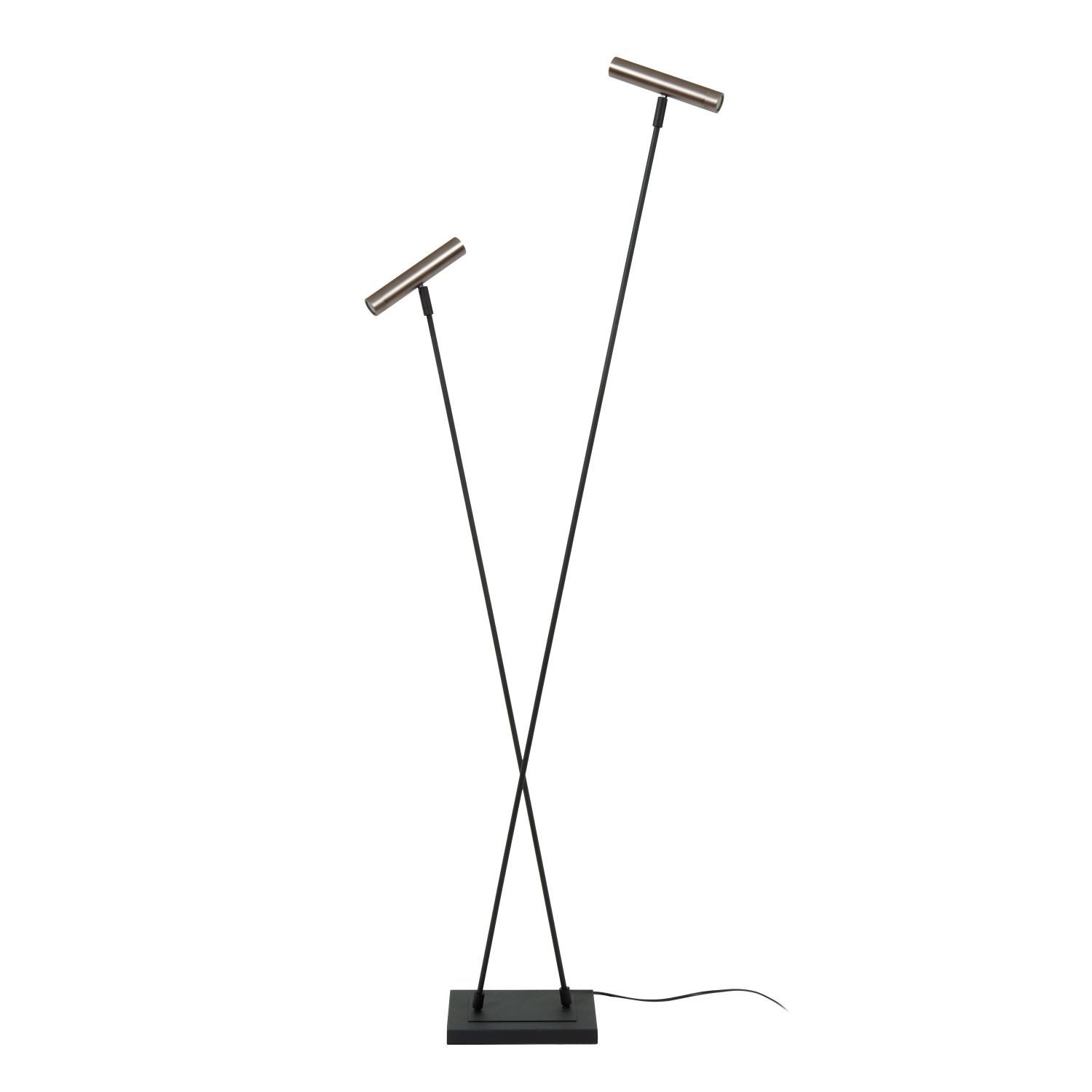 Licht-Erlebnisse Stehlampe ESONO, ohne Leuchtmittel, Metall G9 163 cm hoch Schwarz Grauguss 2-flammig Modern