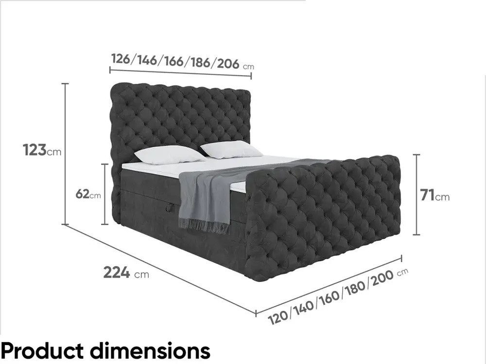 DB-Möbel Boxspringbett "RUBEN"mit Bettkasten - Gepolstert günstig online kaufen