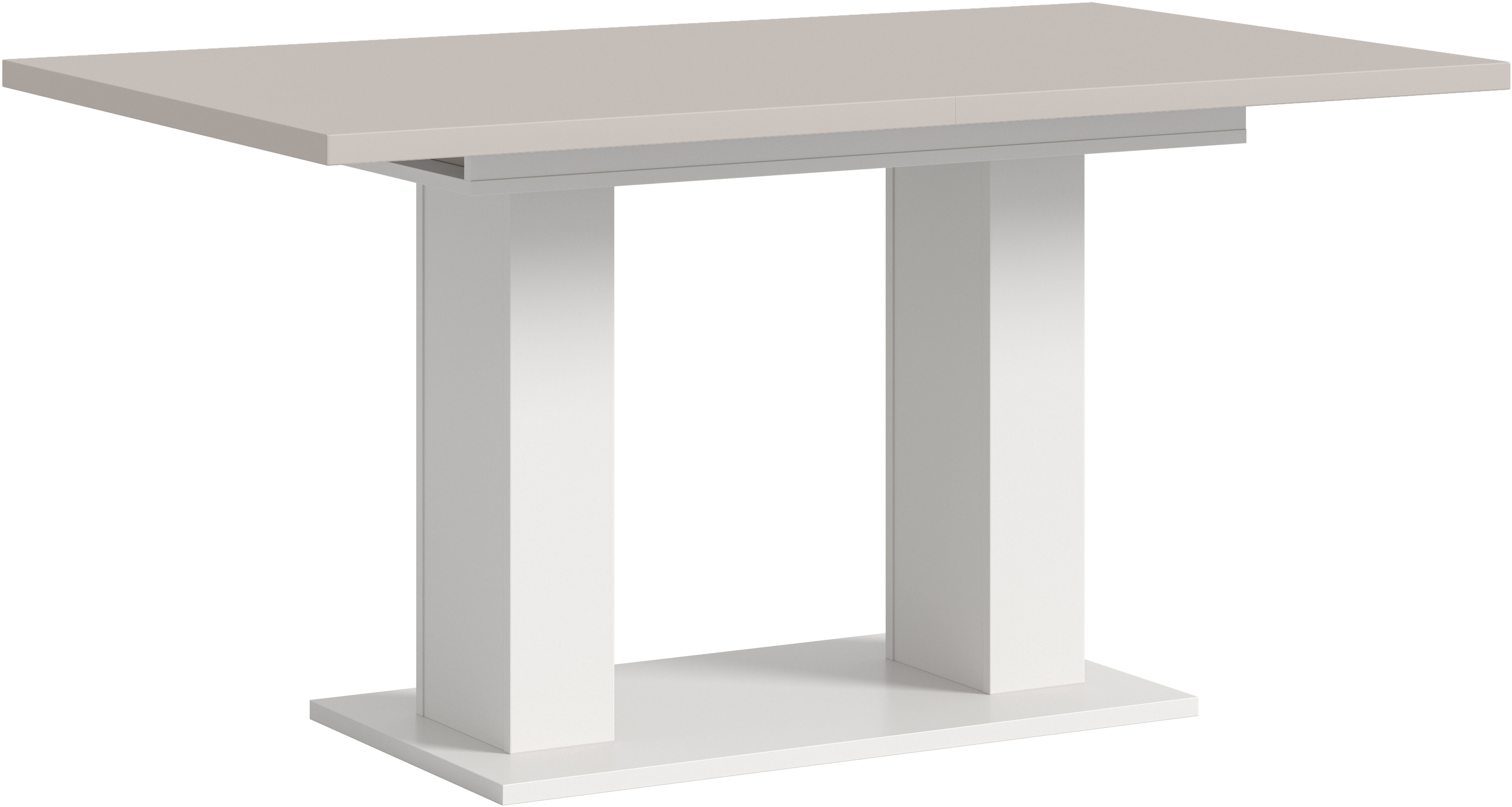 Home affaire Esstisch Motus, ausziehbar 150 -190 cm, inklusive 40 cm Einlegeplatte (Set, 1-St), Doppelsäulengestell mit Bodenplatte, Tisch, Esstisch, Küche