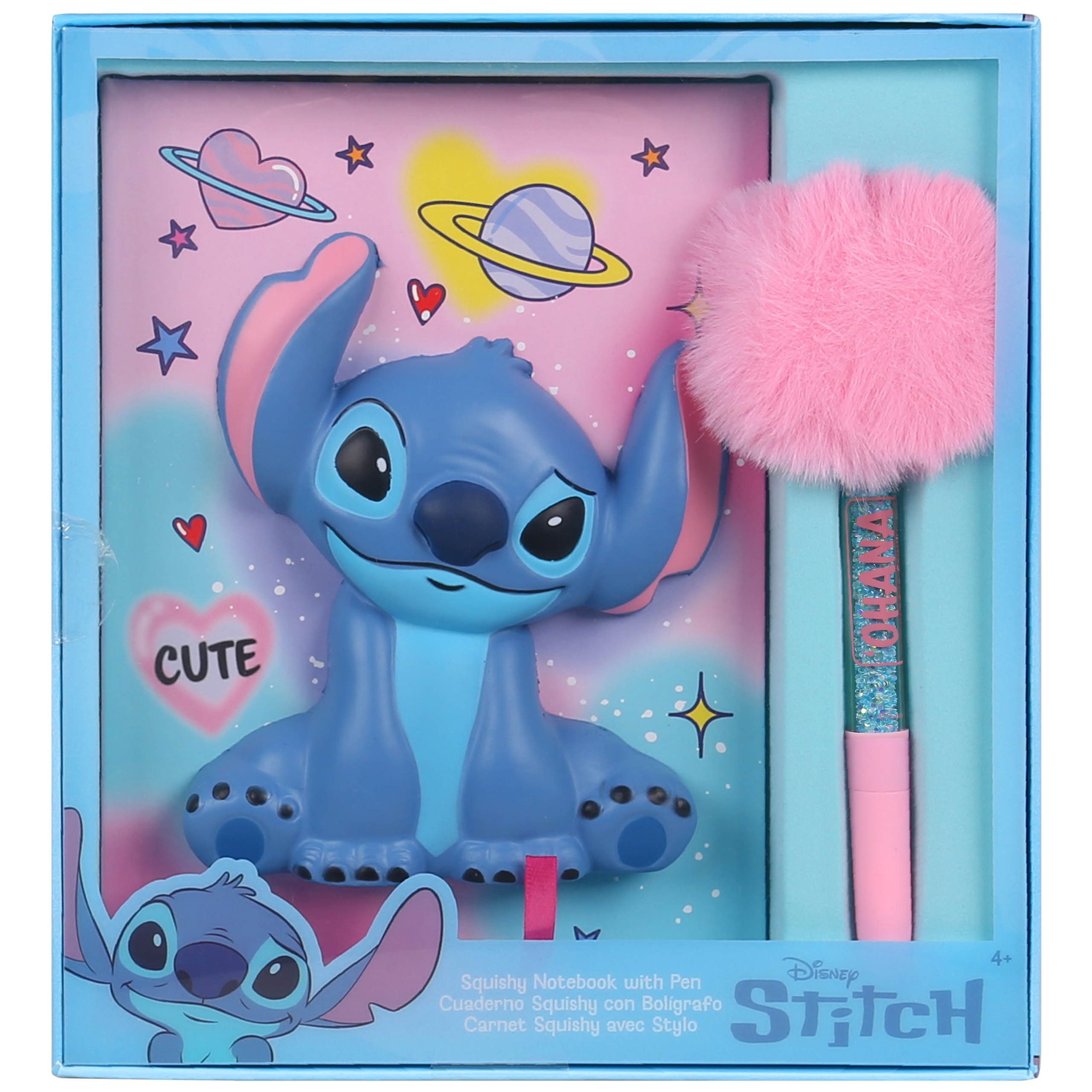 Disney Notizbuch Disney Stitch Schreibset mit Notizbuch, Stressball und Pompon-Stift