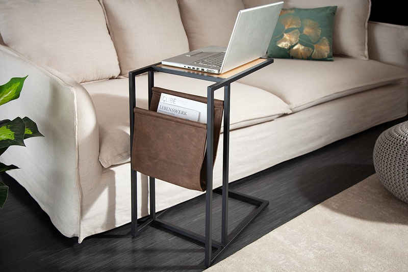 riess-ambiente Laptoptisch LOFT 48cm natur / schwarz, Holzwerkstoff · Metall · Eichen-Optik · für Couch & Bett · Industrial