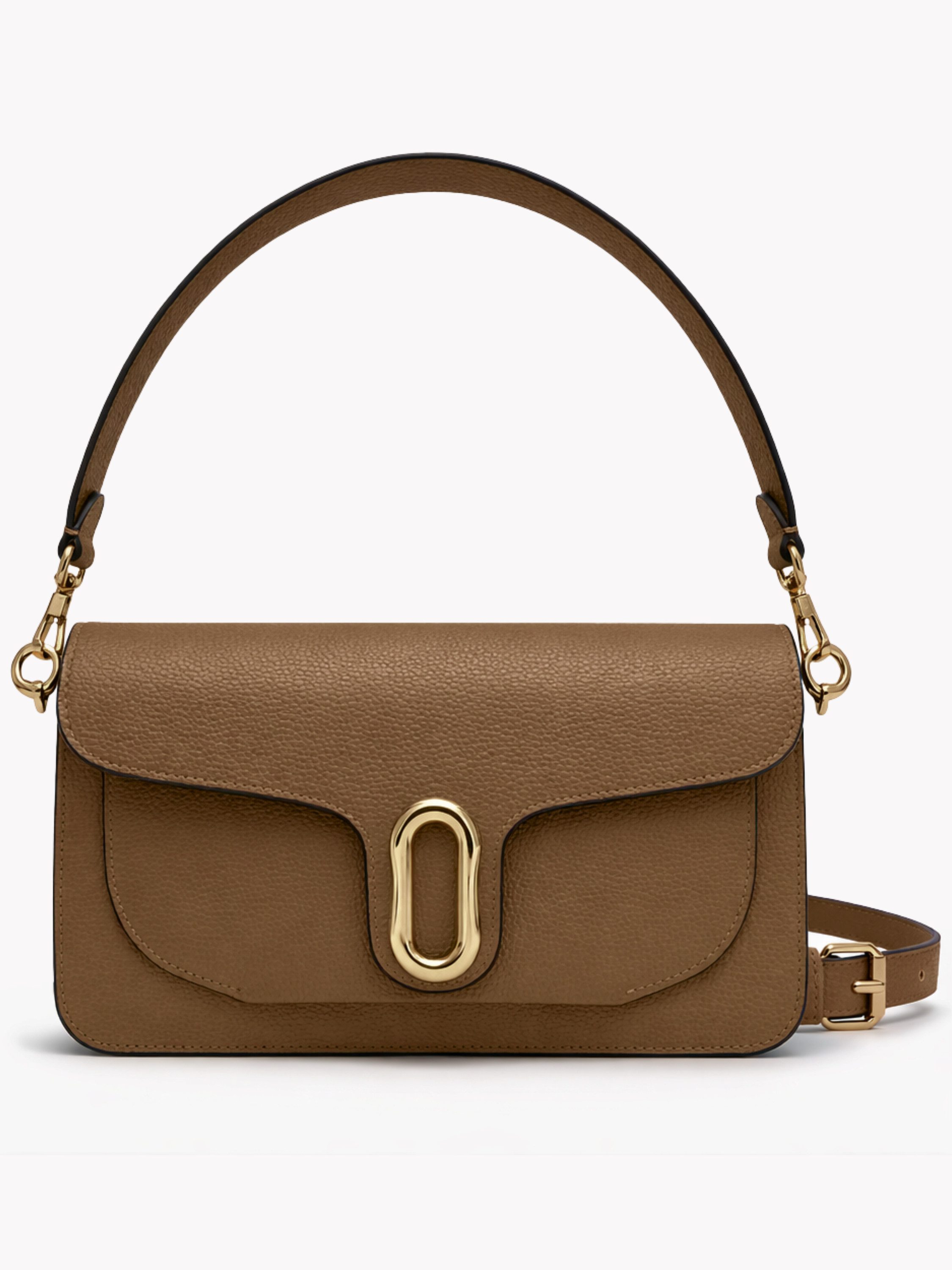 S&T Design Schultertasche Handtasche Damen Klein Umhängetasche Frauen Tasche Leder Braun (2x Schulterriemen, 1-tlg., Rechteckig), Crossbody-Tasche mit verstellbarem Riemen Leder Alltagstasche