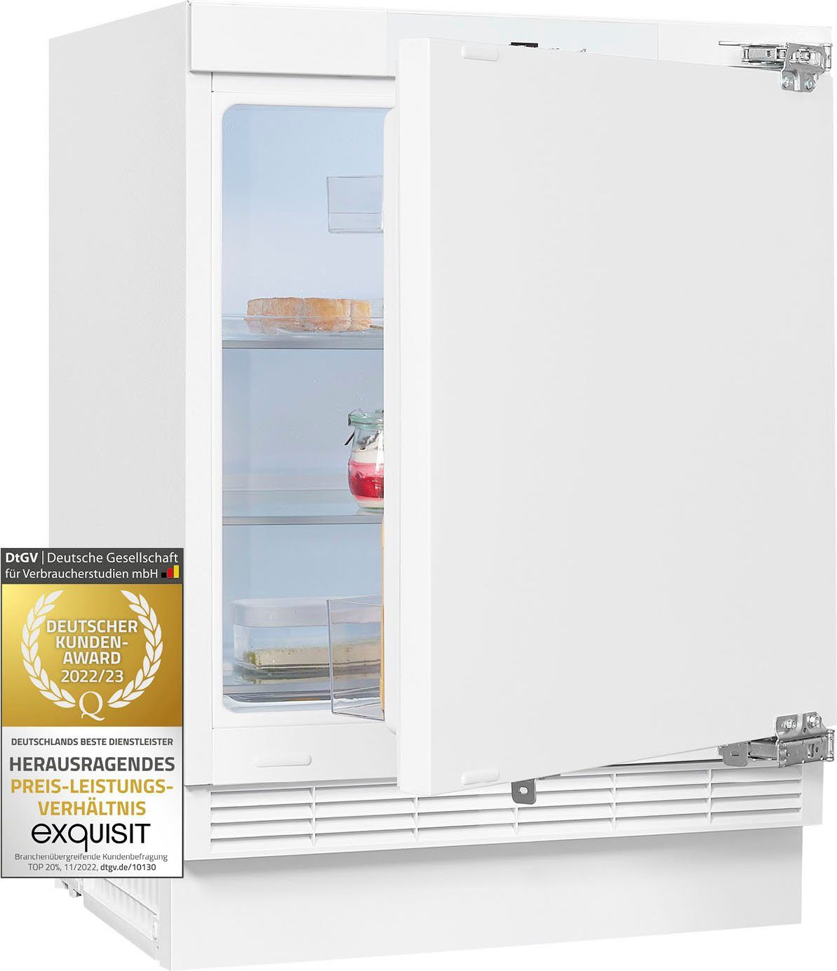 exquisit Einbaukühlschrank UKS140-V-FE-010D, 81,8 cm hoch, 59,5 cm breit, Ideal zum Unterbauen in die Küchenzeile für kleine Küchen, Büroküchen – Bild 4 von 5