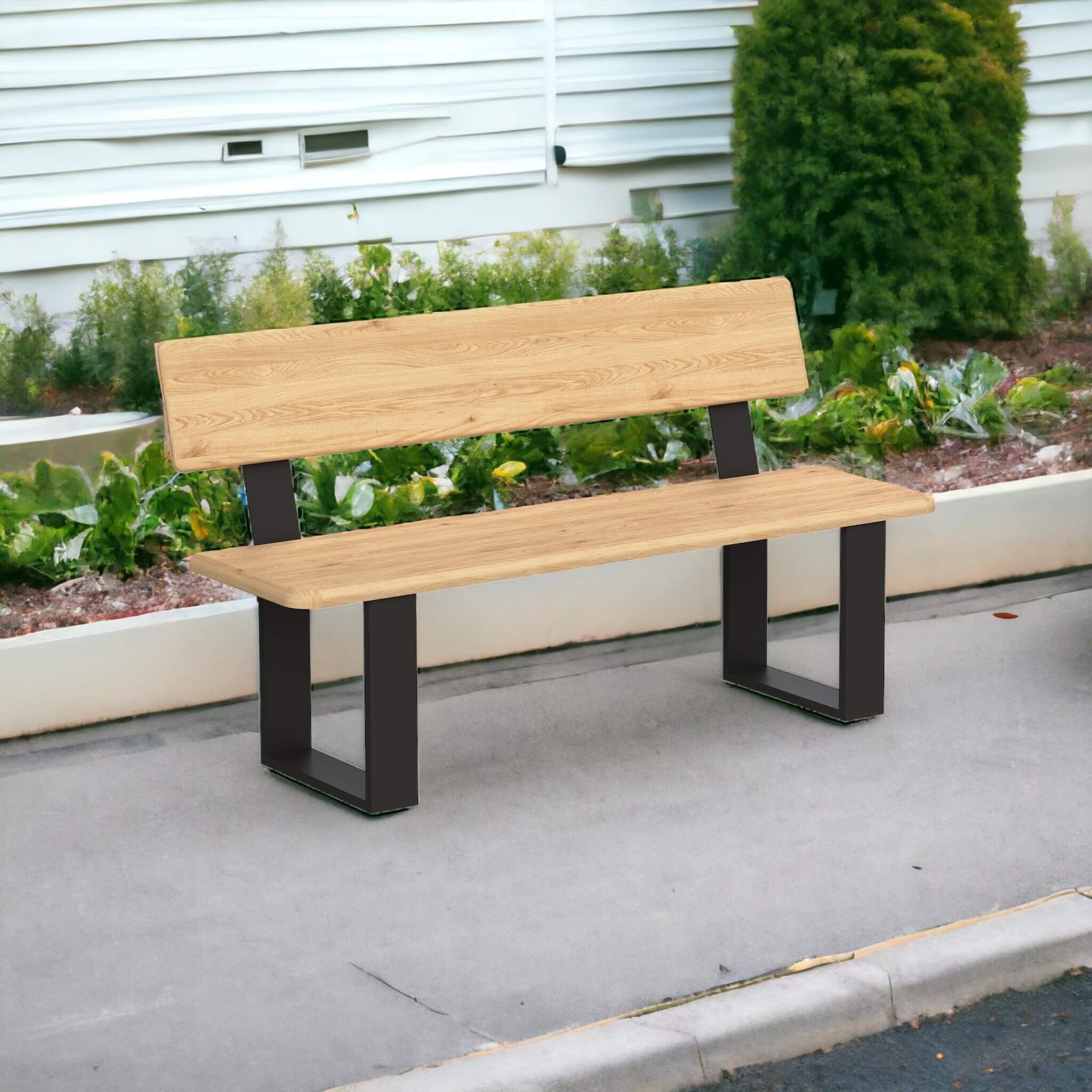 DanDiBo Sitzbank Bankbeine mit Rückenlehne Metall Schwarz DIY Bankgestell (2er Set, Bank Füße Bankkufen), Massives Metall